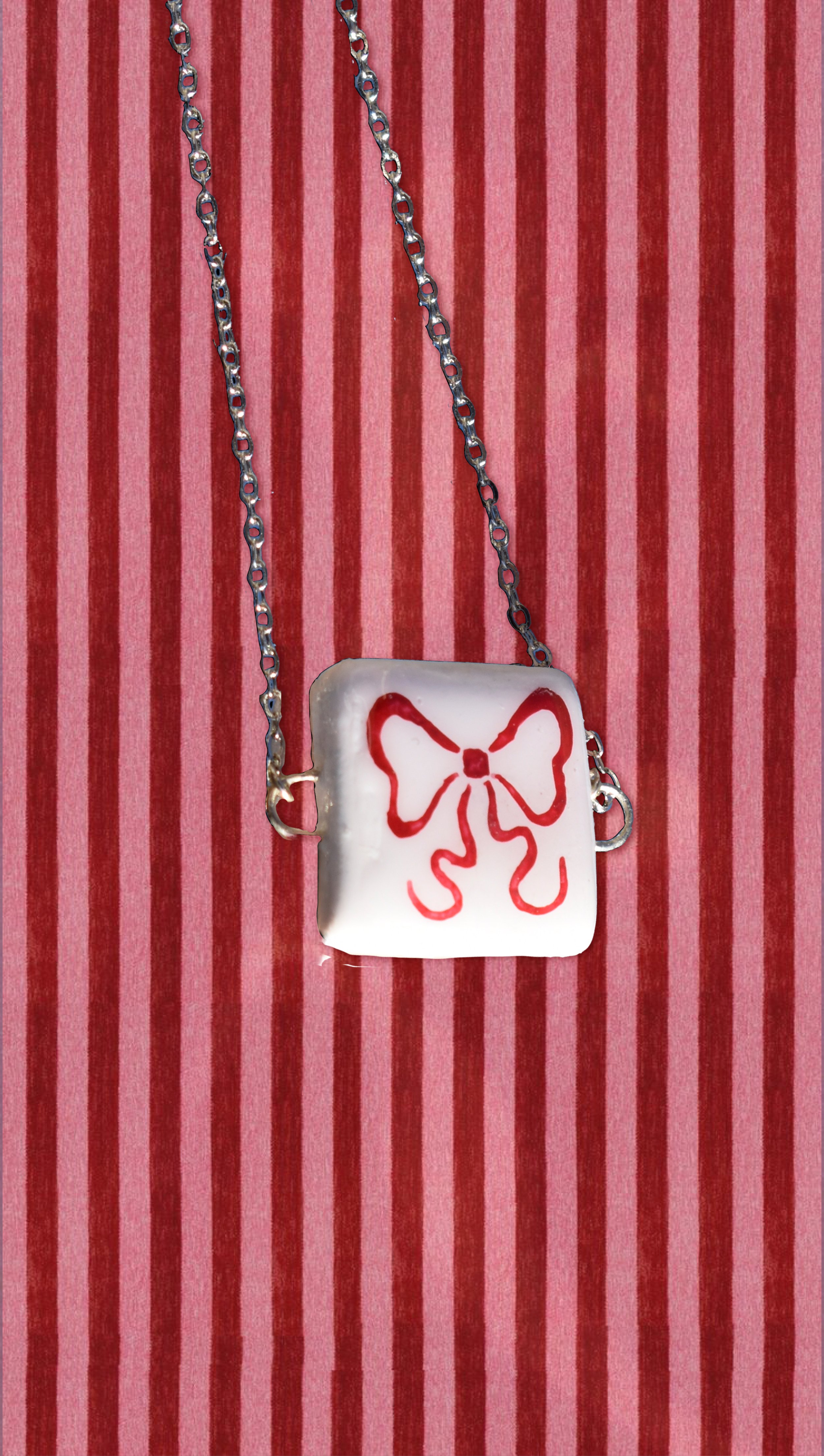 Pendant Necklace - Red Bow