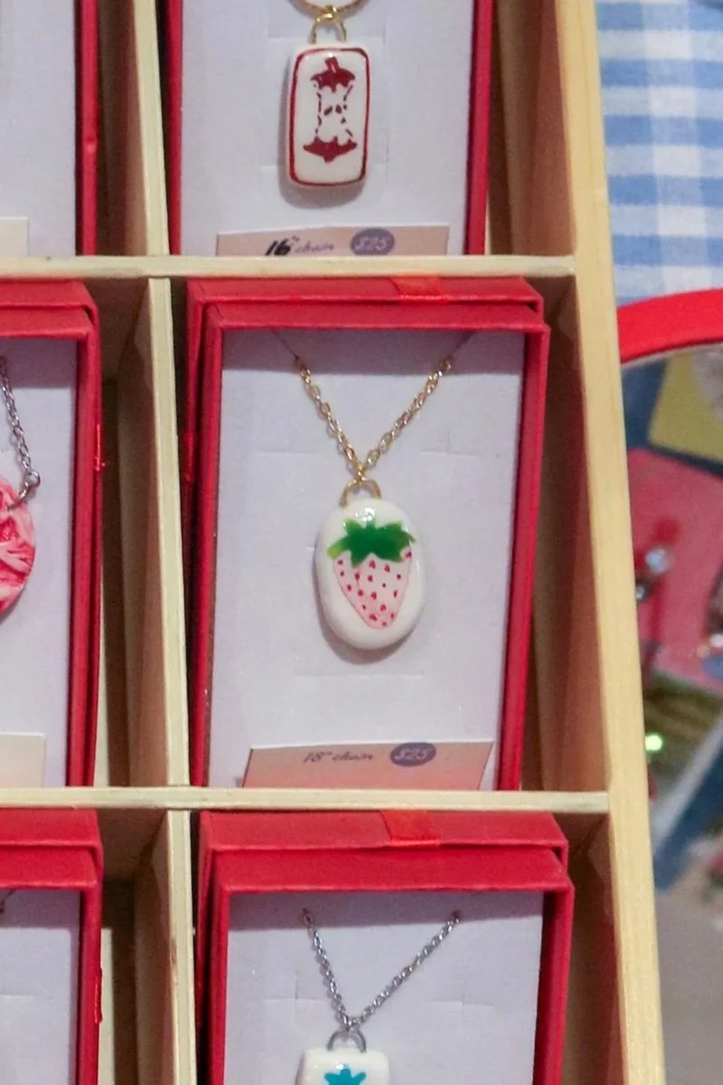 Strawberry Clay Pendant Necklace