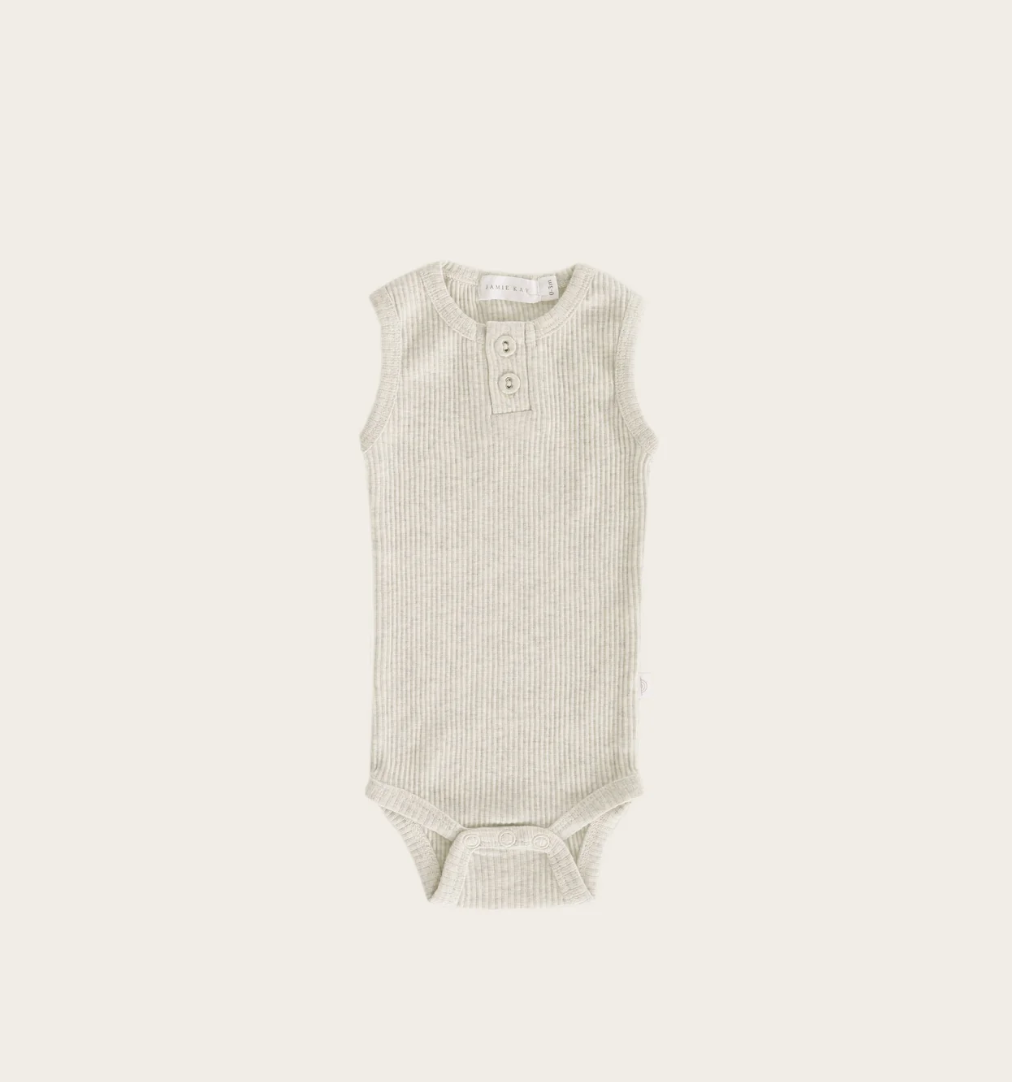 Grey Ribbed Henley Onesie - Jamie Kay