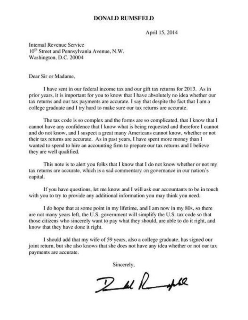 It’s Almost April 15 AKA Donald Rumsfeld IRS Letter Day!