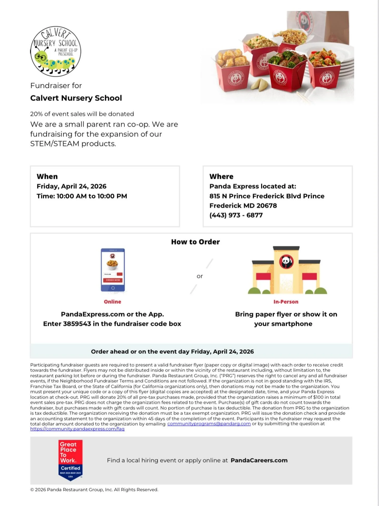 Come out, get dinner, and support CNS!