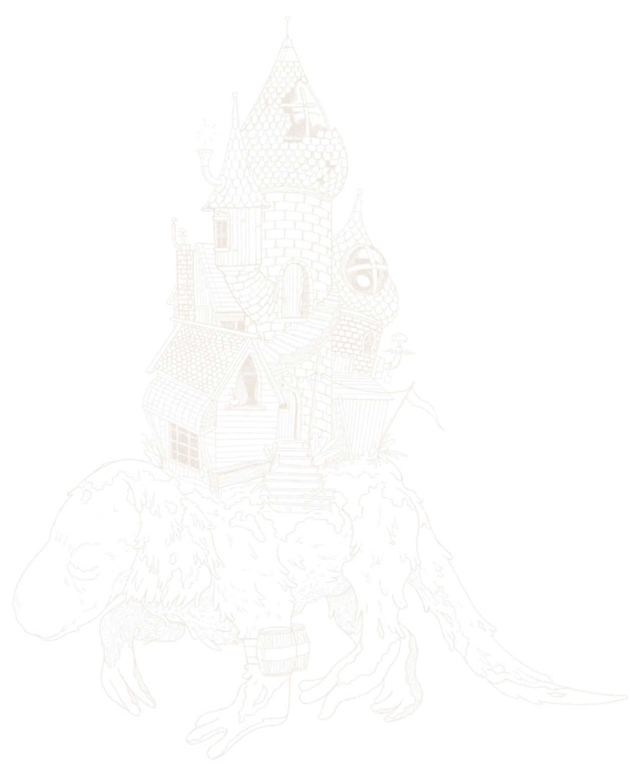 fantasy illustrative tiny fine line tattoo design