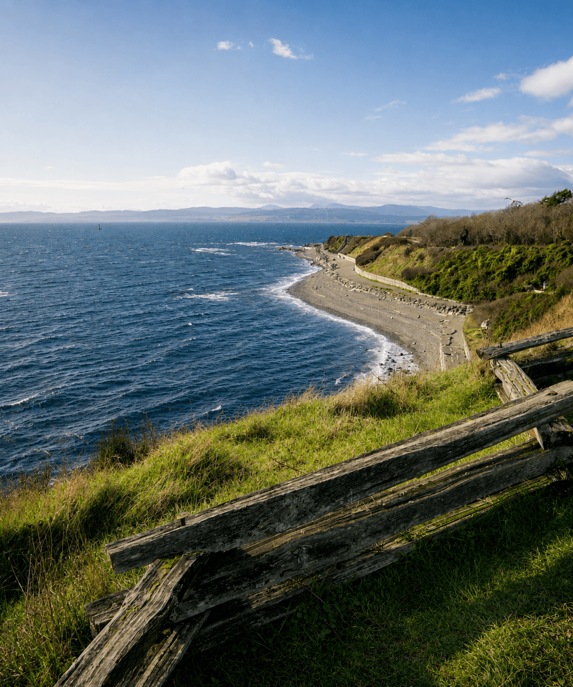 Dallas Road beach in Victoria, BC, used to represent the smell of 1630 essential oil sold at Rebellion Barbershop.