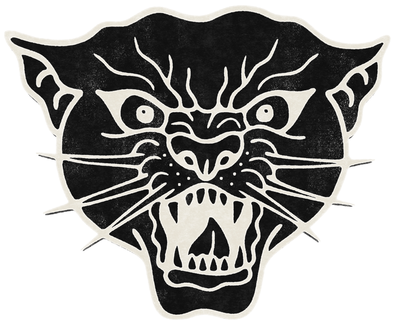 Hand drawn logo of a Panther that is used by Rebellion Barbershop, located in Victoria, BC.