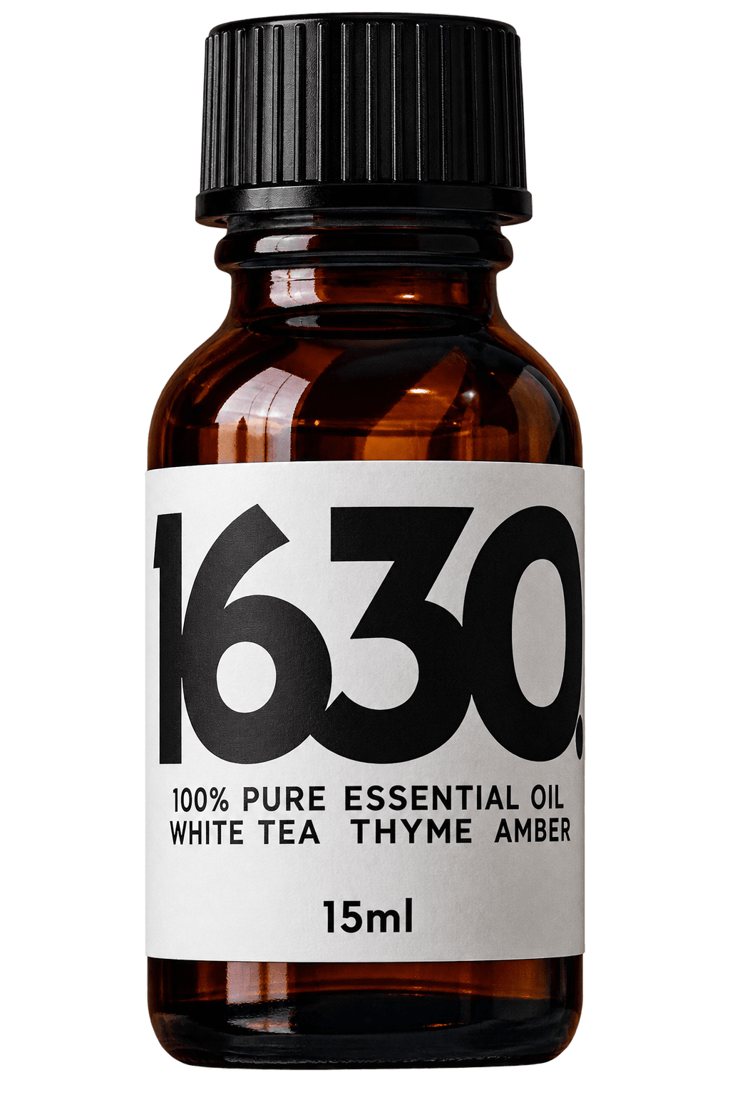 A 15mL bottle of the 1630 100% Essential Oil sold at Rebellion Barbershop in Victoria, BC and Saanichton, BC.