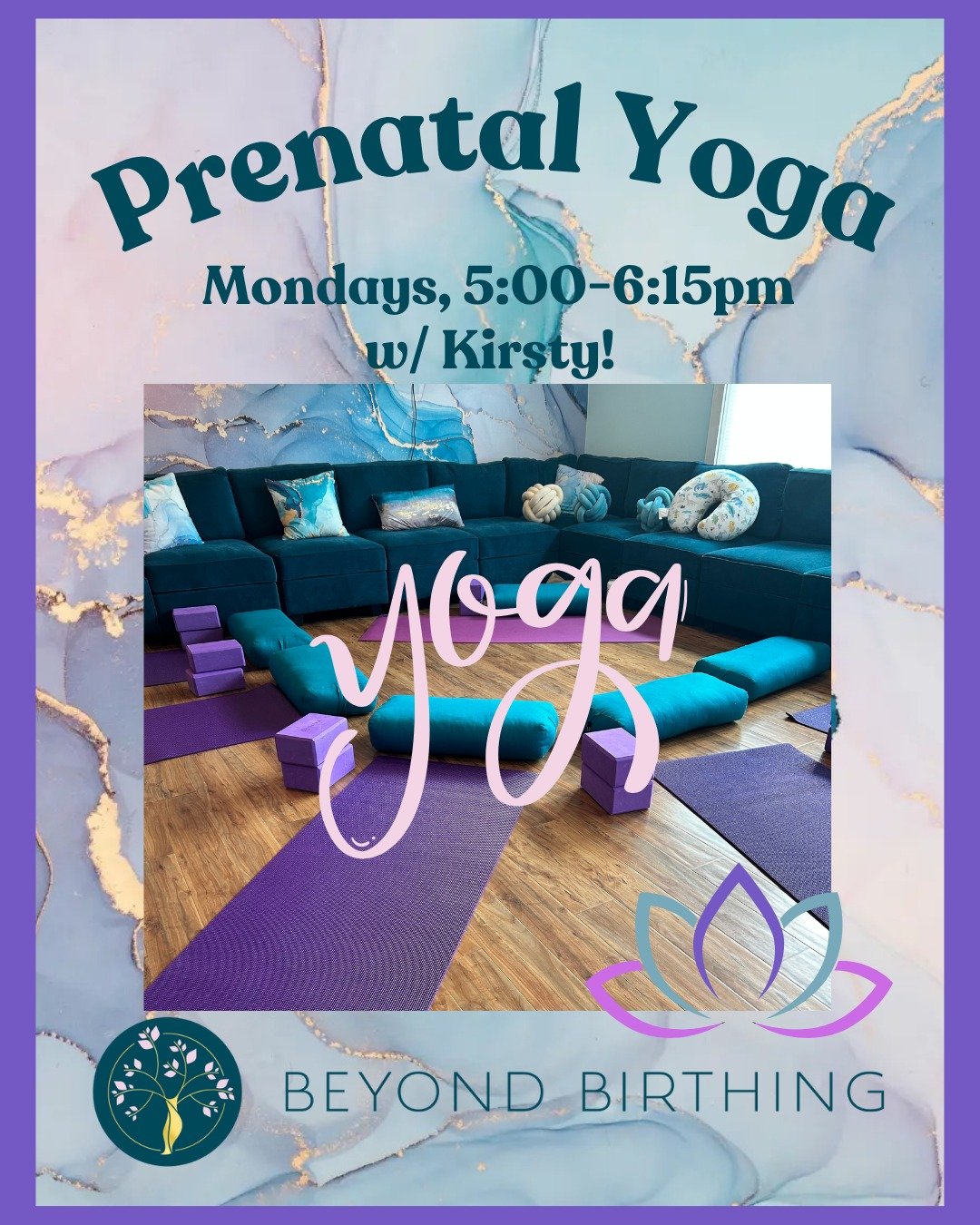 Hello Beyond Birthing community! We have a beautiful steady prenatal yoga class going each Monday at 5pm. Please feel free to drop in once, or come each week for the rest of your pregnancy. We know 5pm is a bit tough after work, so if you need to be 