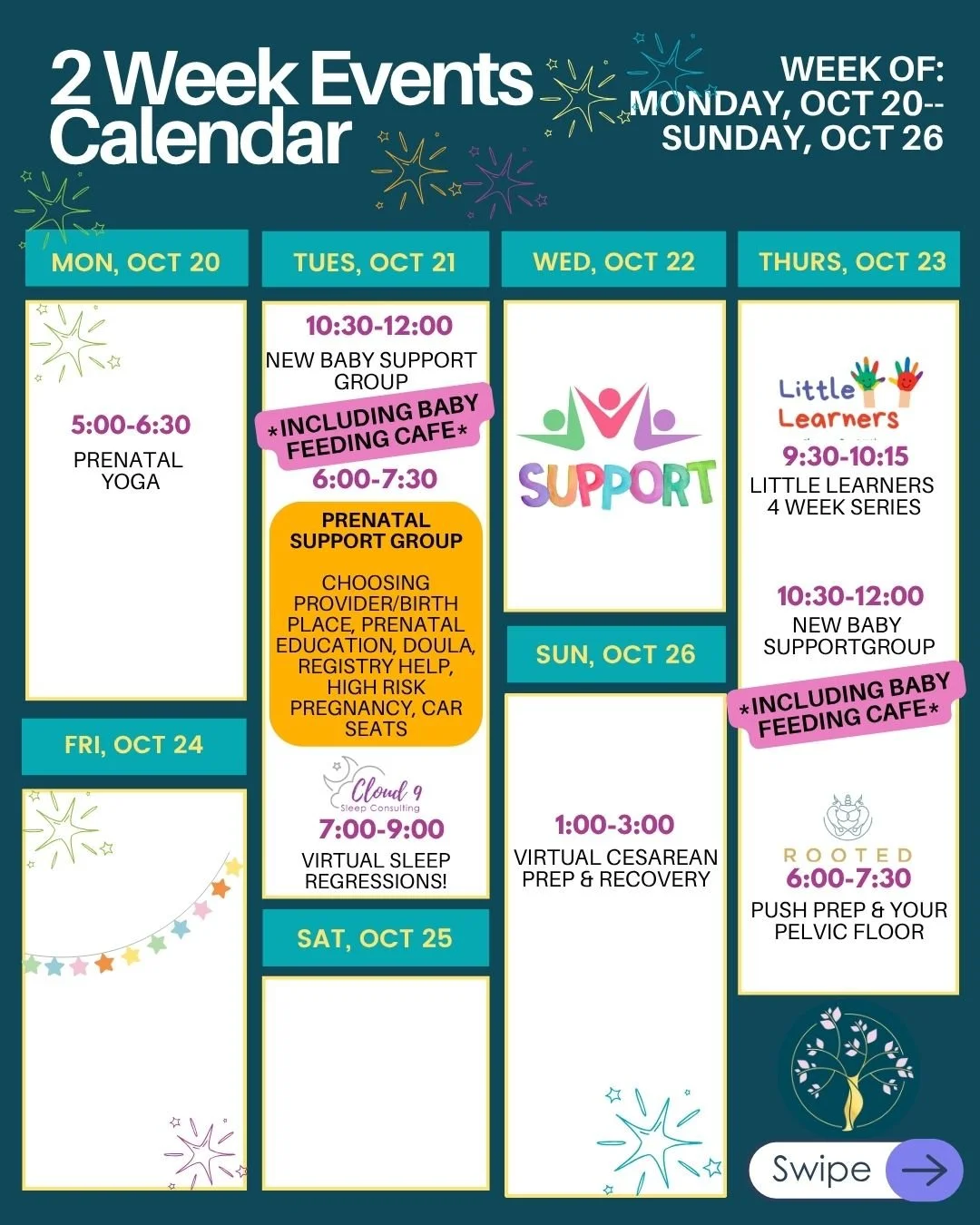 🧣🤍🧣Snuggle season meets support season 🧣🤍🧣
Sign up links in Bio!

This is what's happening the next two weeks. We have LOTS of special guests and *HOLIDAY* pop-ups!!!!!! Sign up early!

💪💪 💪 SUPPORT:

&bull; New Baby Group (aka: BABY FEEDING