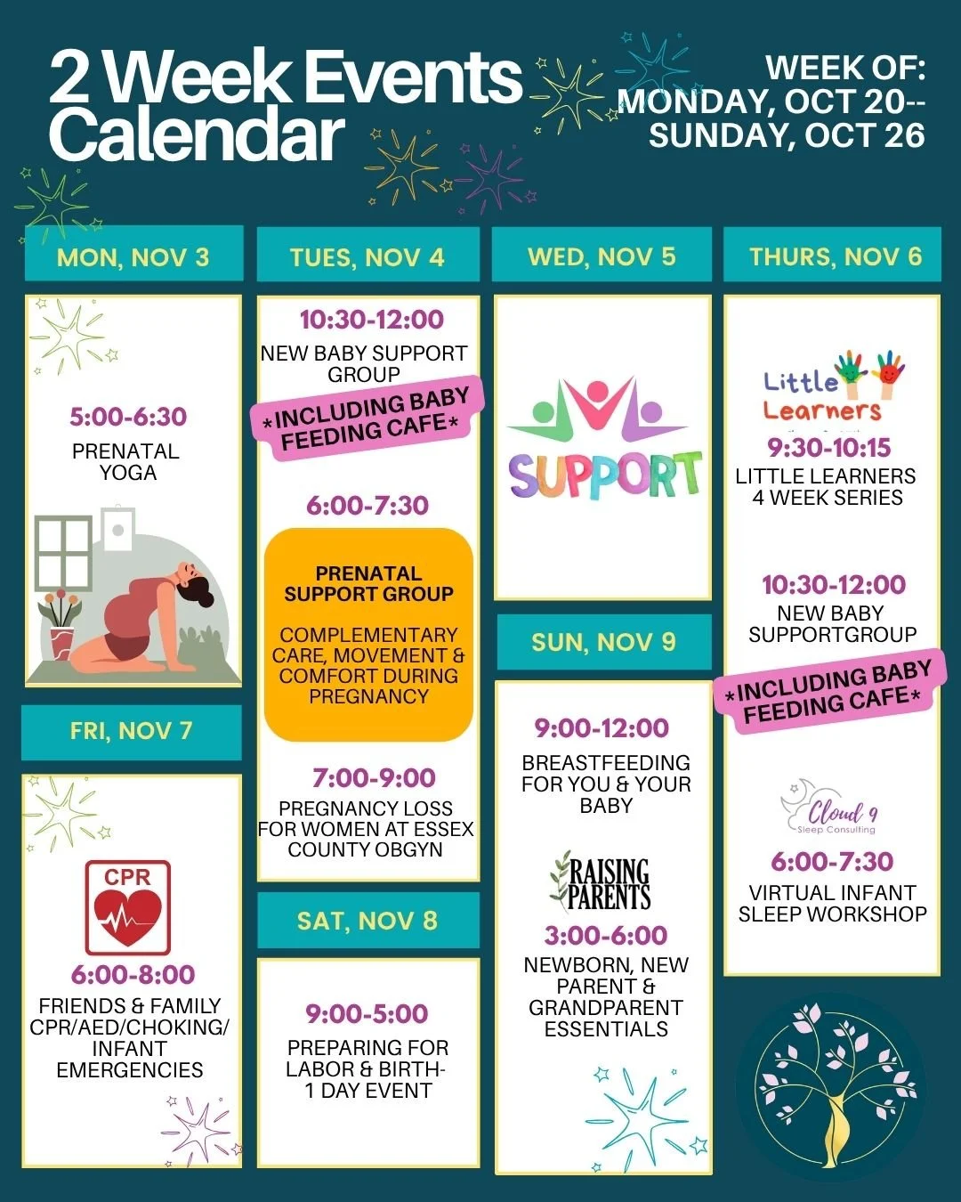 🍁✨Your cozy corner of connection is waiting!! 🍁✨

Sign up links in Bio!

This is what's happening the next two weeks. We have LOTS of special guests and pop-ups!! Sign up early!

💪💪 💪 SUPPORT:

&bull; New Baby Group (aka: BABY FEEDING CAFE) @ern