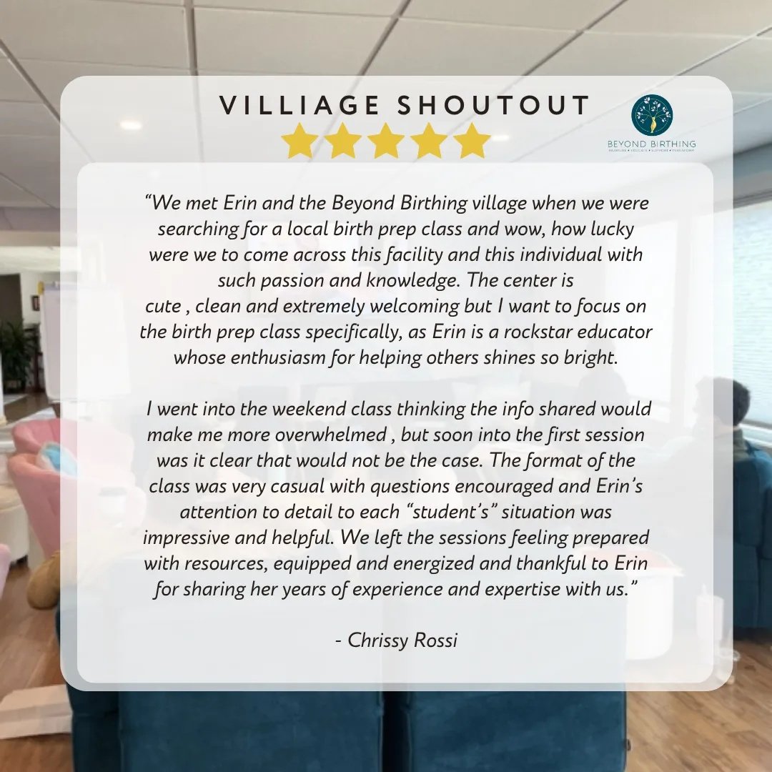 Villiage Shoutout: &quot; I went into the weekend class thinking the info shared would make me more overwhelmed , but soon into the first session was it clear that would not be the case . . .the class was very casual with questions encouraged...&quot