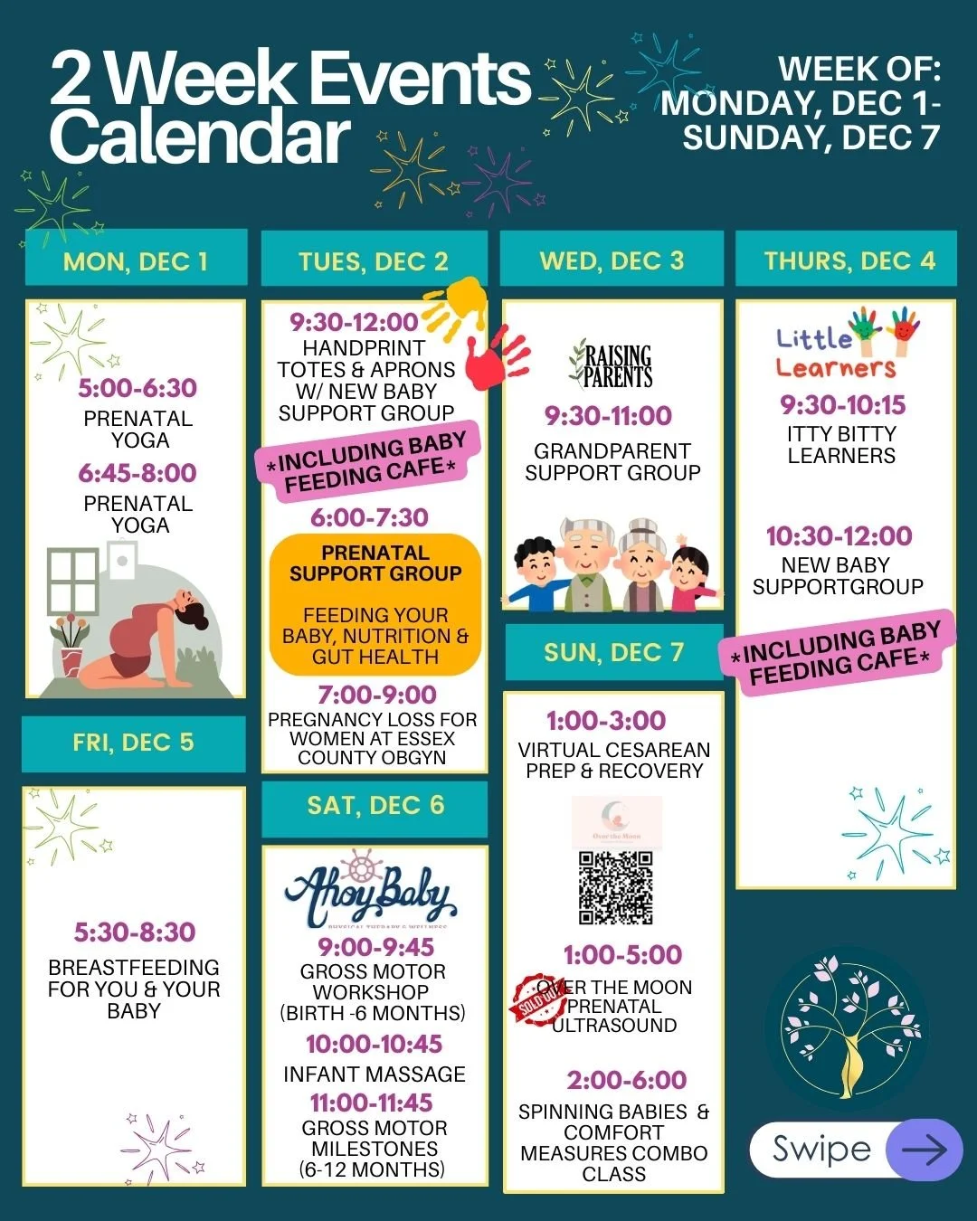 ✨🍂 Holding onto fall&rsquo;s magic just a little longer with these events 🍂✨
Sign up links in Bio!

💪💪 💪 SUPPORT:
&bull; New Baby Support Group (aka: BABY FEEDING CAFE) @erndoula
&bull; Prenatal Support Group FEEDING YOUR BABY, NUTRITION, &amp; 