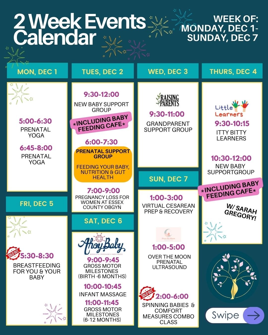 **Reposted with changes!**
 🧡🍂 Savoring the cozy end of fall with e🧡🍂 Savoring the cozy end of fall with events you&rsquo;ll love 🍂🧡
Sign up links in Bio!
💪💪 💪 SUPPORT:
&bull; New Baby Support Group (aka: BABY FEEDING CAFE)@erndoula ERN Doul