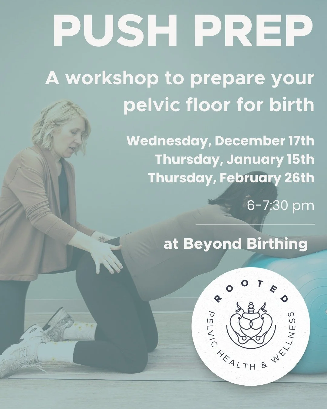 ⭐⭐⭐⭐⭐⭐⭐⭐⭐⭐⭐⭐⭐⭐⭐⭐⭐⭐⭐⭐⭐⭐⭐⭐

We love Push Prep! 
This workshop blends movement and education to give you the tools you need for a more confident birth experience.

In this workshop, you&rsquo;ll learn:
Strategies to connect with and release the pelvic f