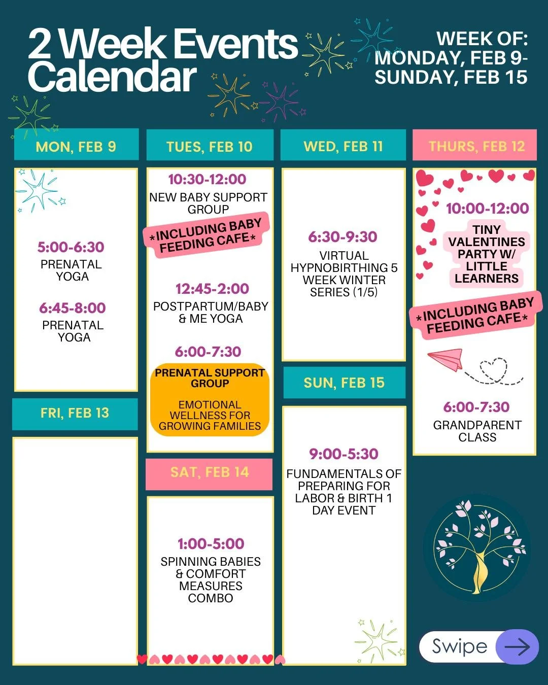 🗓️ Real support for real life. Check out our February dates! 🗓️ 
Links in bio.

&hearts;️ SUPPORT &hearts;️
&bull; New Baby Support Group w/Baby Feeding Cafe
&bull; Prenatal Support Group- EMOTIONAL WELLNESS FOR GROWING FAMILIES
&bull; Tiny Valenti