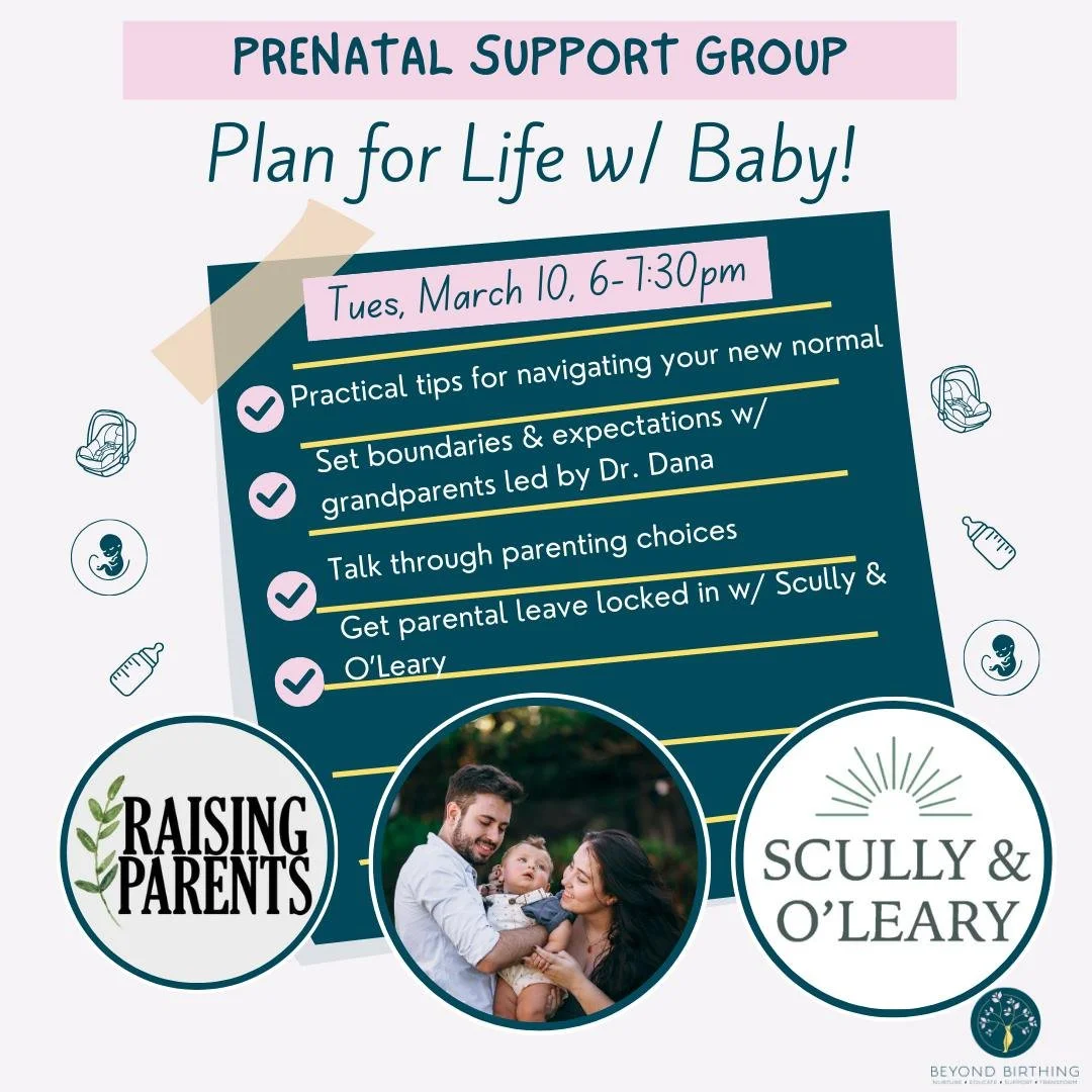 We can't wait for Prenatal Support Group next Tuesday. We have special guests, Dr. Dana of @raisingparentsdrdana, and Meg &amp; Jen of @scullyandoleary coming to talk to you about all the things we can do prenatally to set you up for postpartum succe