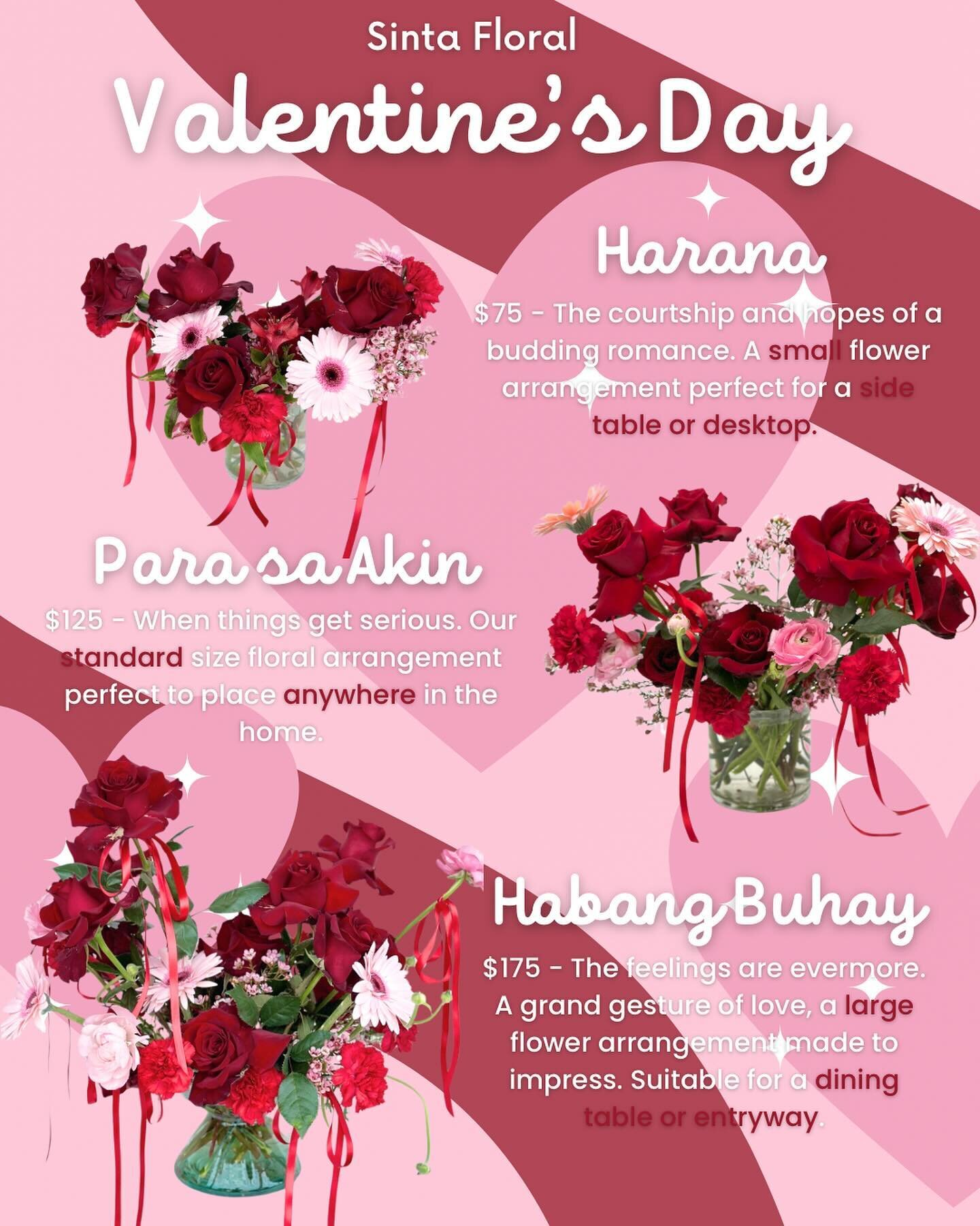 Inspired by Harana, the Filipino art of serenade, each arrangement in Sinta Floral&rsquo;s Valentine&rsquo;s collection reflects the passion of these love songs. 🎶🎤&hearts;️

Order now &mdash;Valentine&rsquo;s Day is just 4 days away! We&rsquo;re e