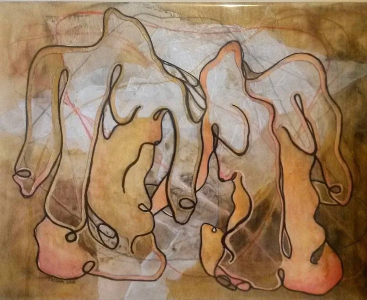 Mixed media and watercolor on wood panel , (2015)