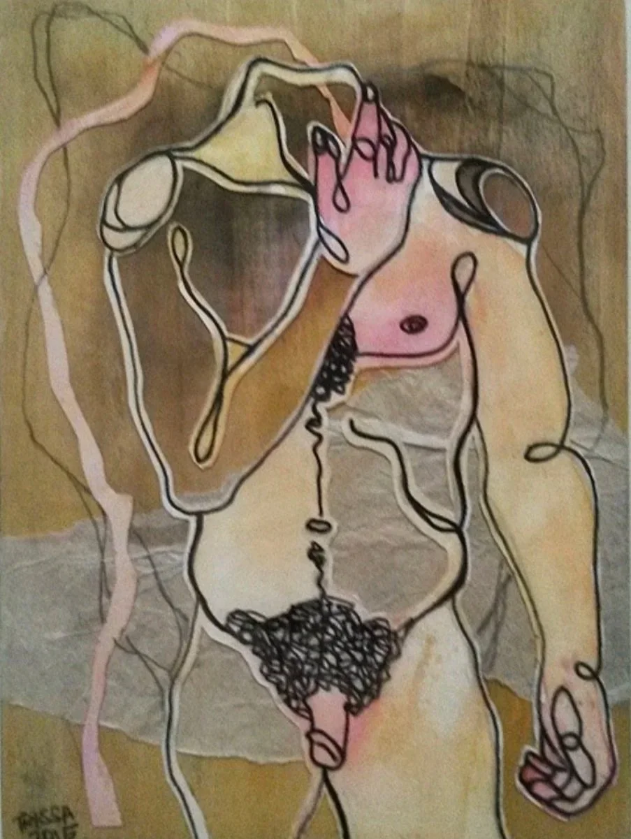 Mixed media and watercolor on wood panel , (2015)