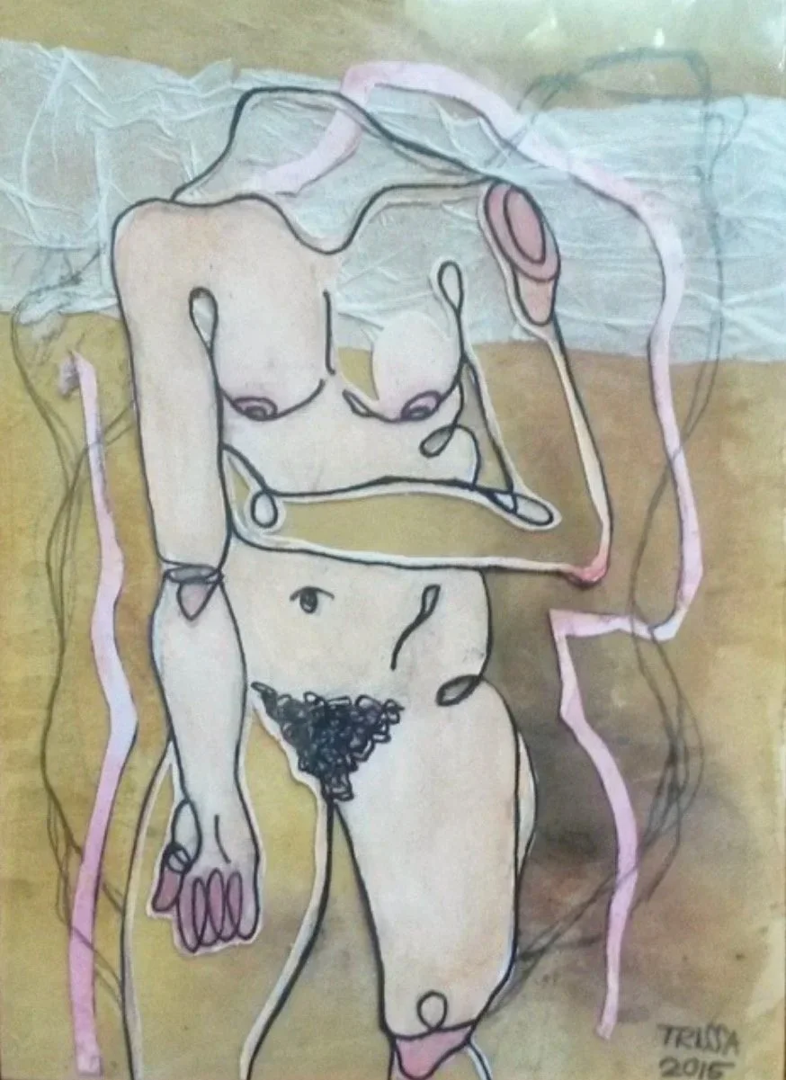 Mixed media and watercolor on wood panel , (2015)