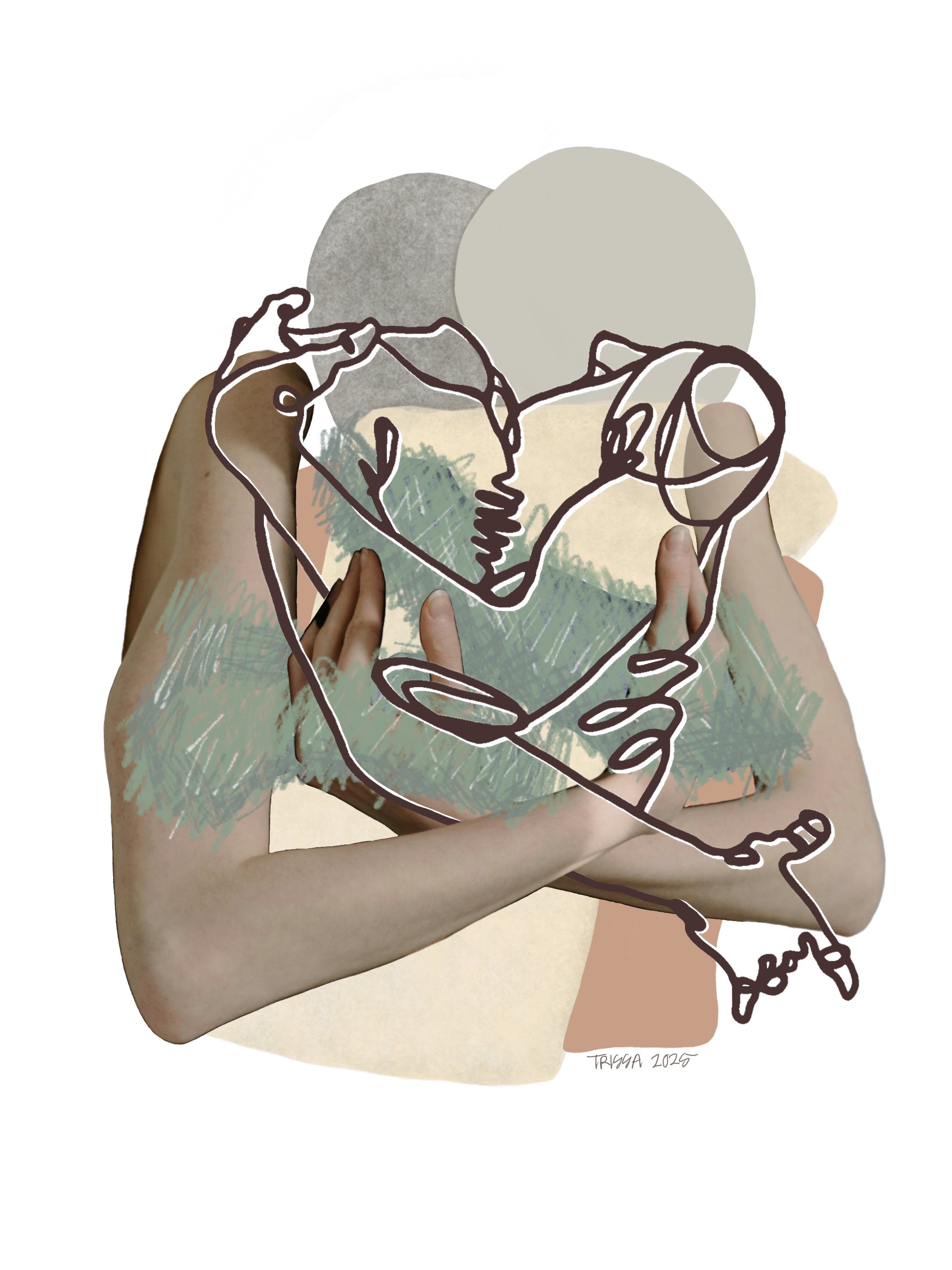 Embrace (2025),  
digital collage drawing