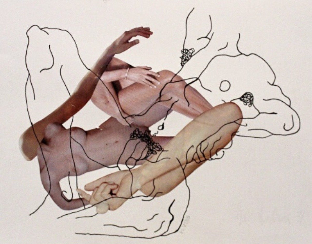 collage and drawing on paper,  (2014)