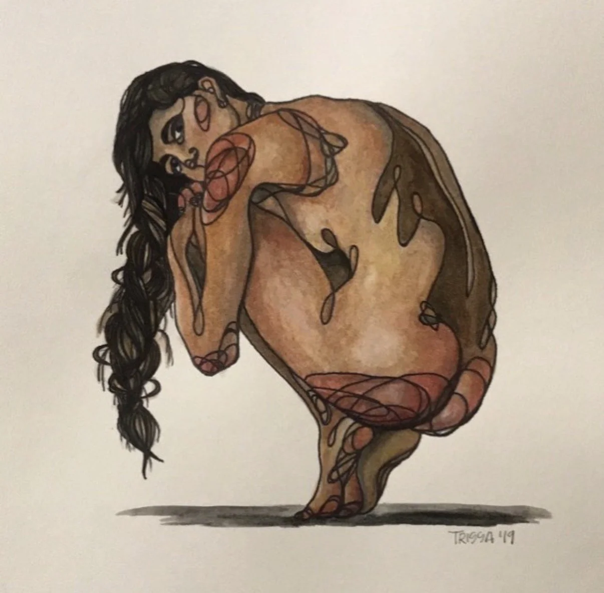 Watercolor and drawing on paper, (2019)