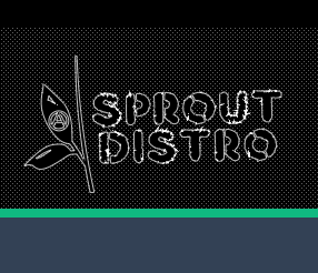 Logo for Sprout Distro featuring a stylized sprout design and text