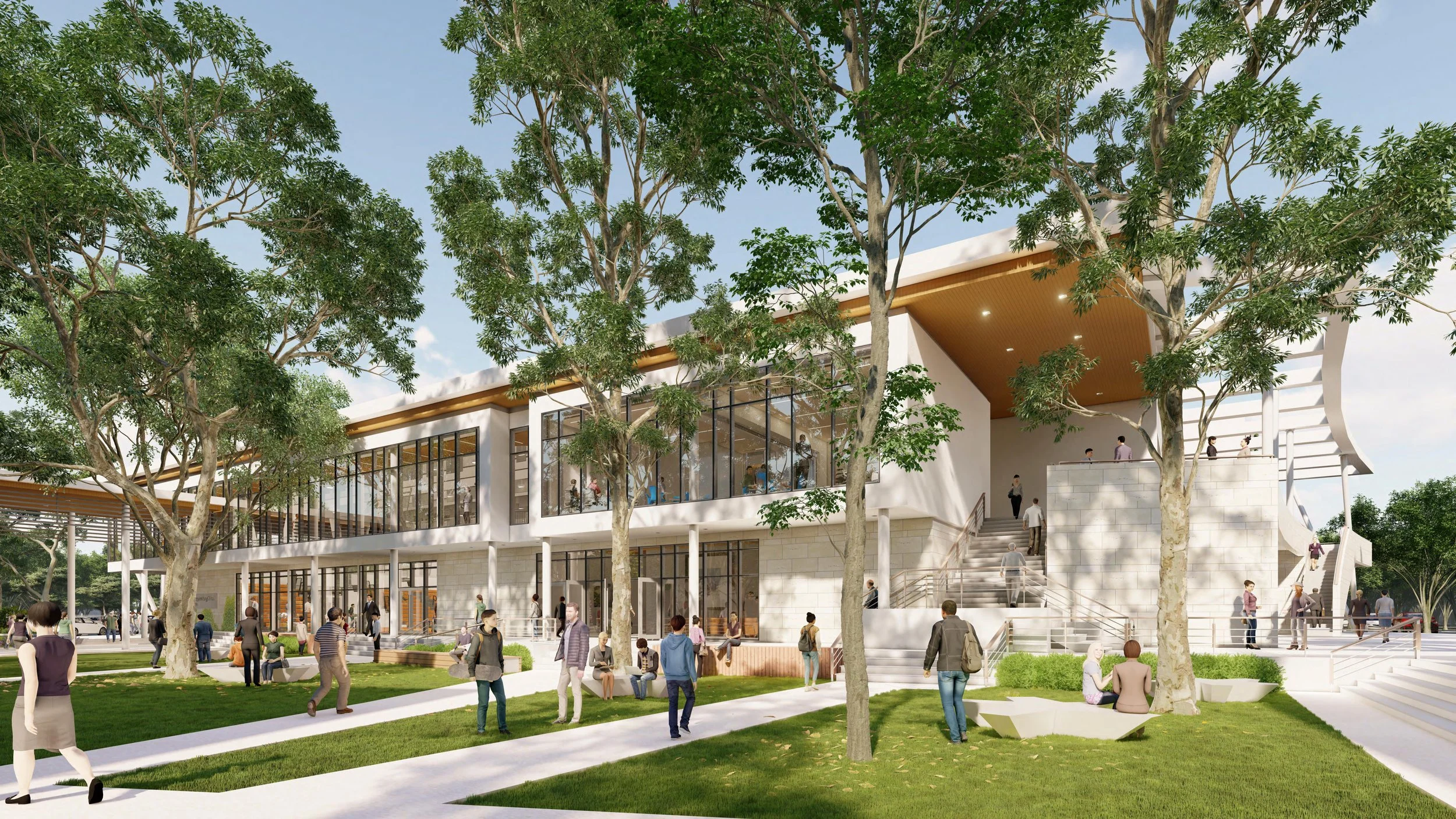 Gym Courtyard blending into the existing Campus