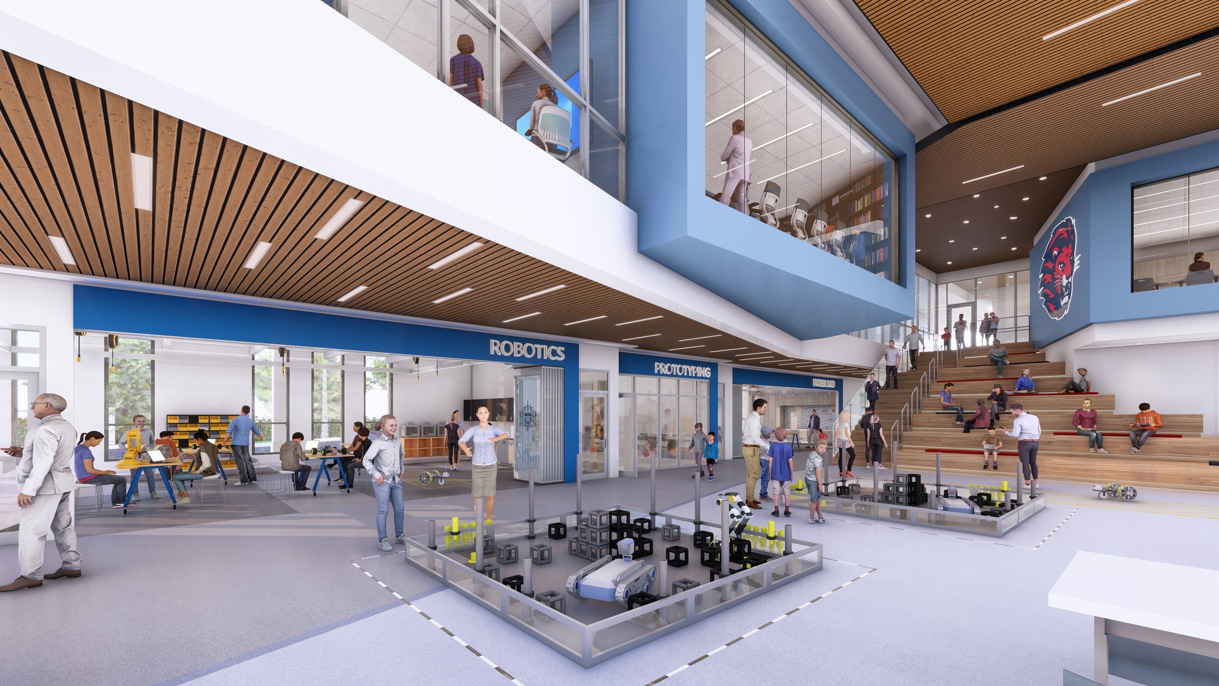 Rendering of the new Dining Room, leading to the Stem labs