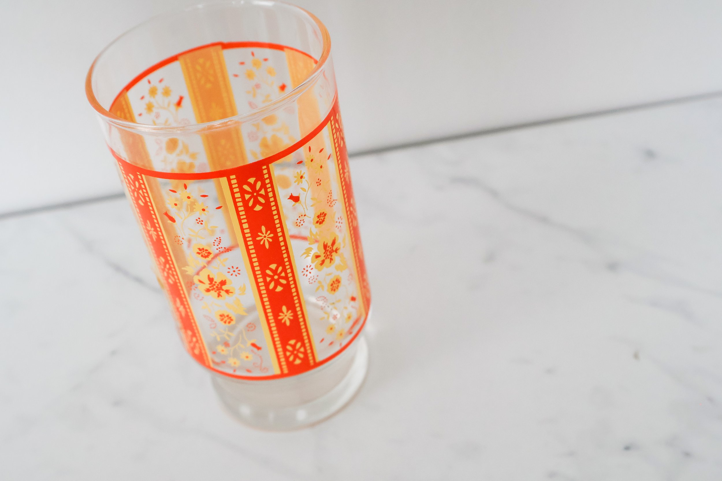 Orange Floral Glass