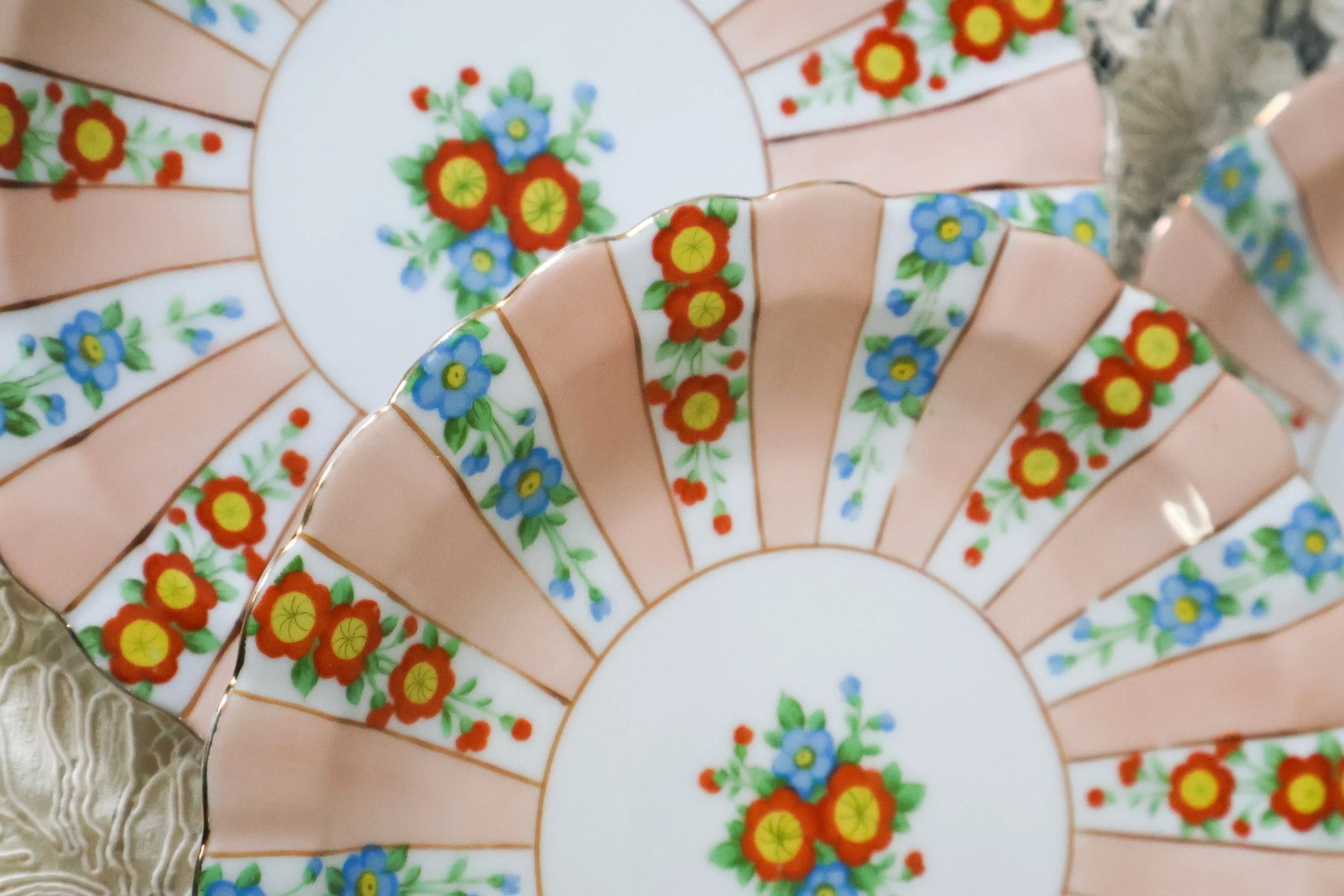 Pink Floral Noritake Side Plate Set