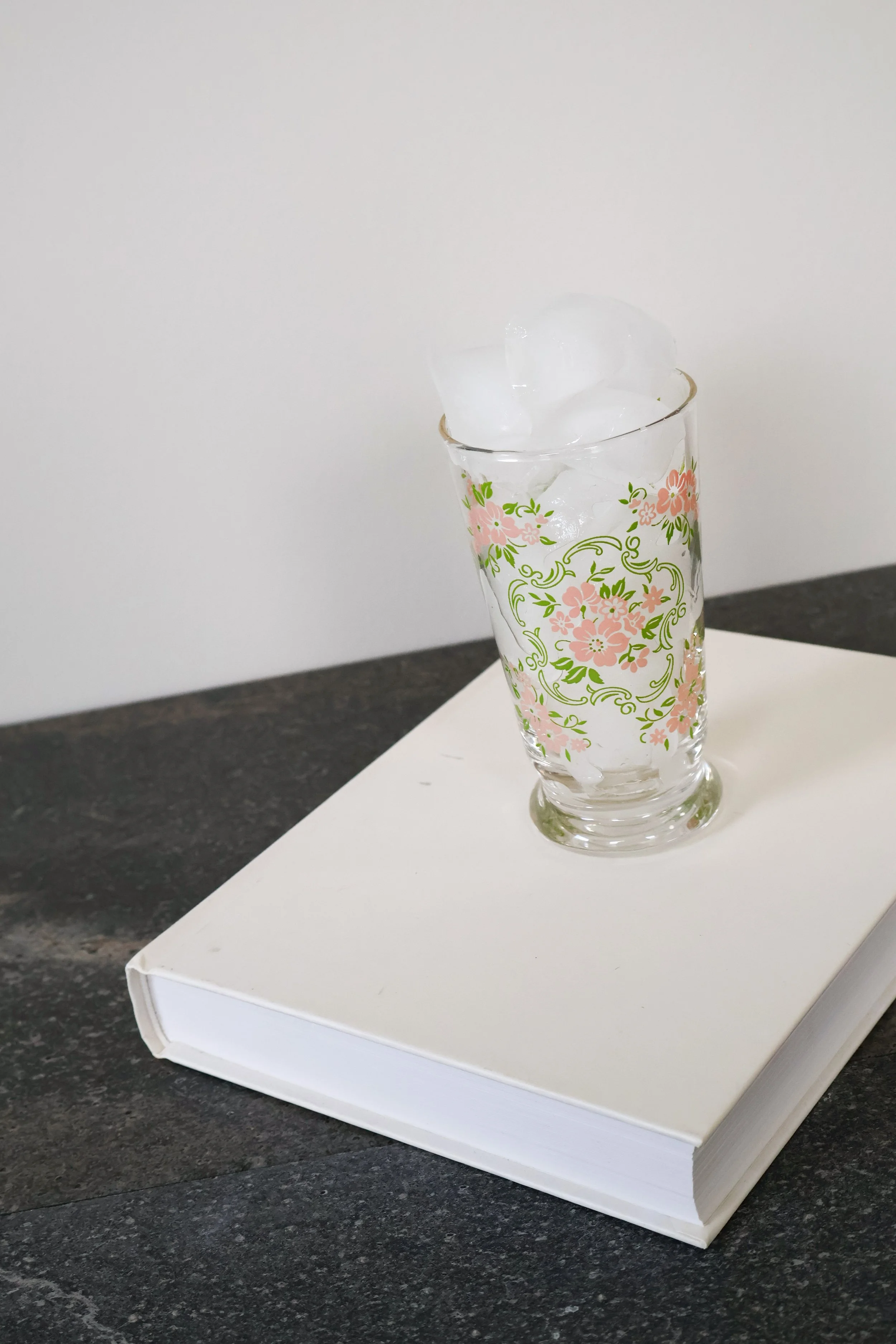 Pink Floral Drinking Glass