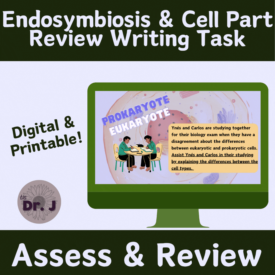 Printable & Digital Prokaryote vs Eukaryote + Endosymbiosis Writing Task - Assessment & Review