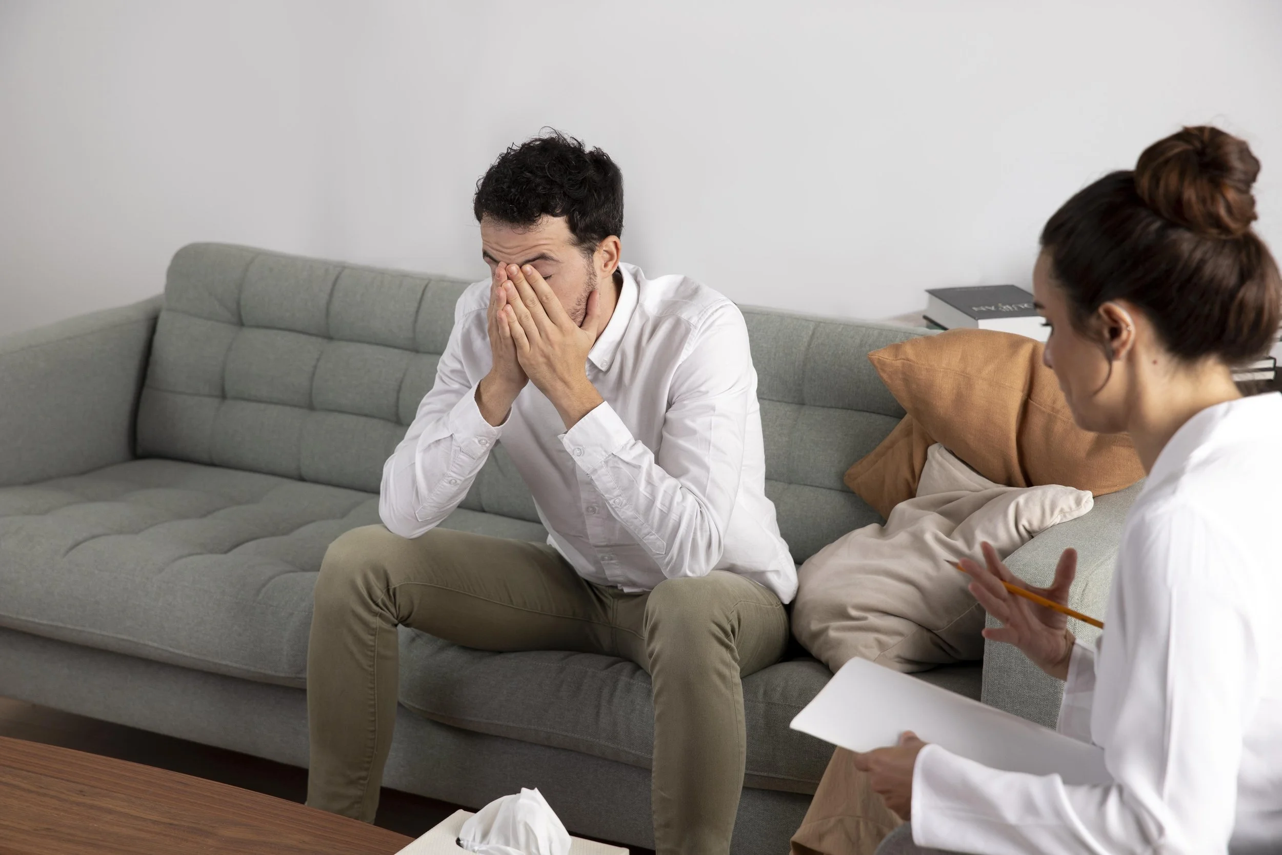 Individual struggling with anxiety and hyperawareness connected to past trauma.