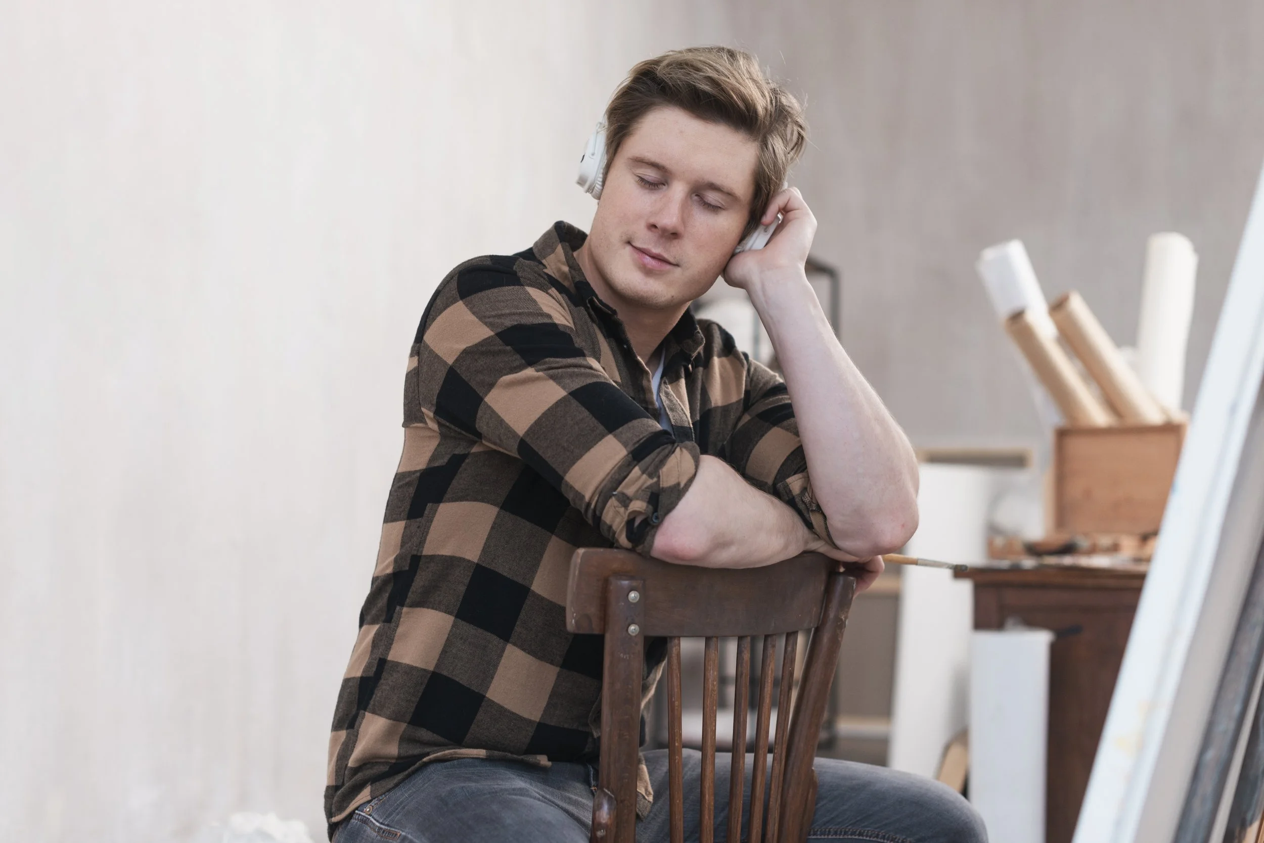 Man relaxing alone while managing anxiety and emotional stress.