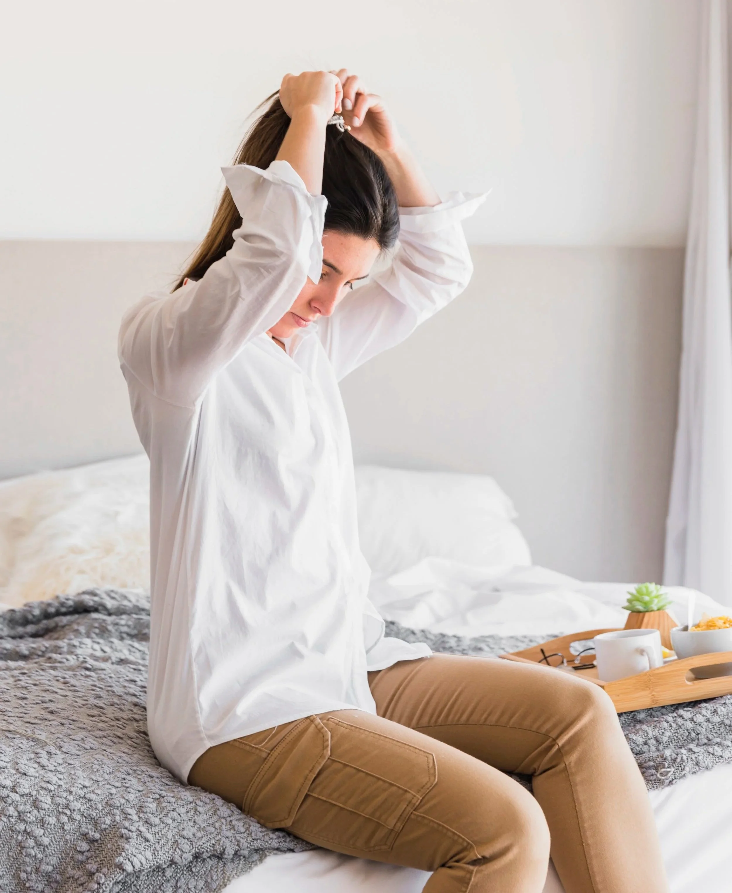 Individual appearing tired and overwhelmed while struggling with persistent low mood.