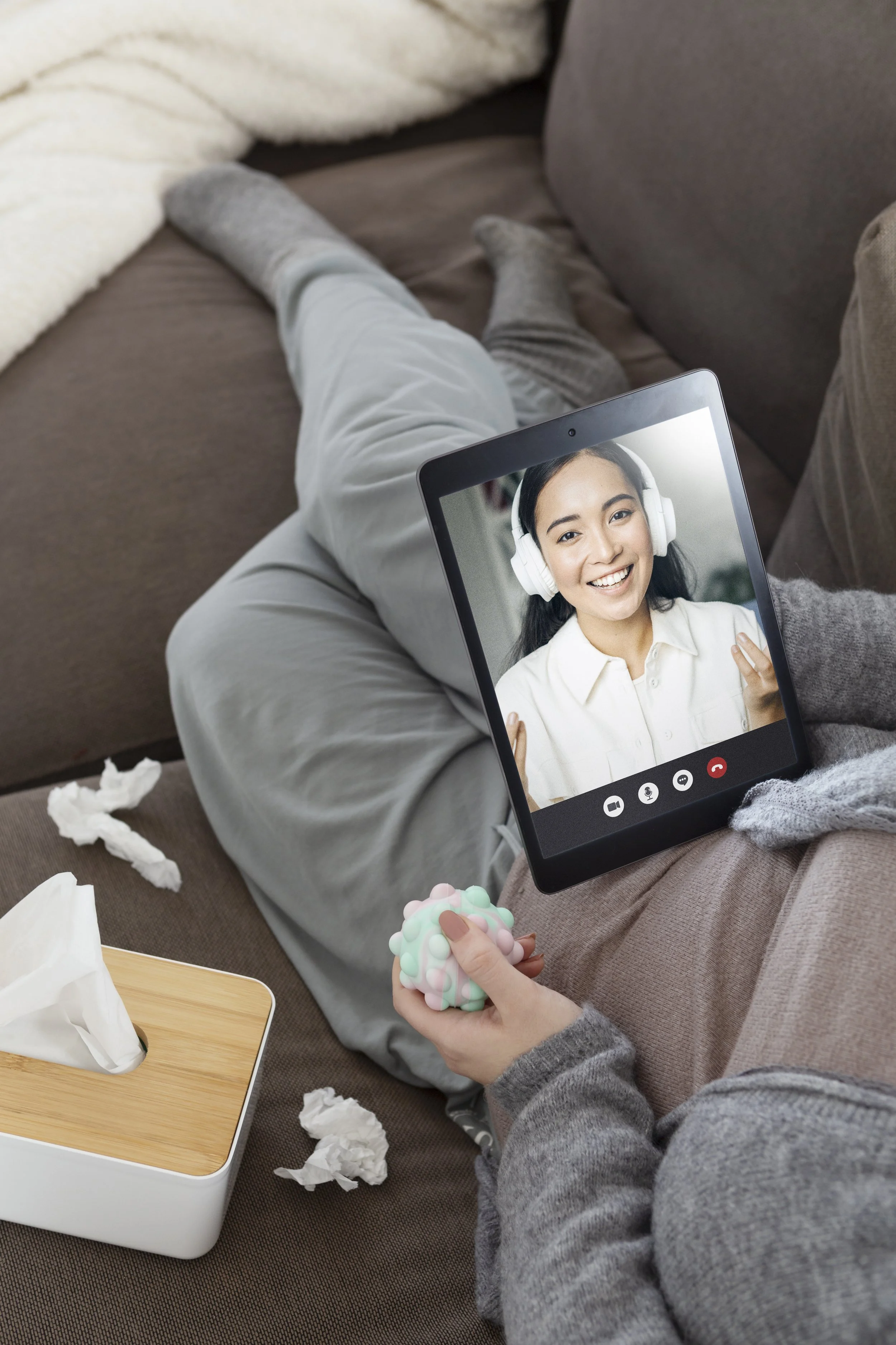 “Online therapy session promoting accessible mental health support.”