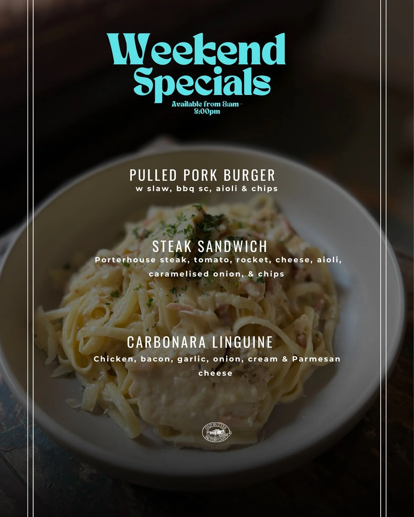 Weekend specials have hit the board 🫶

#oldbutterfactory #bellingeneats
