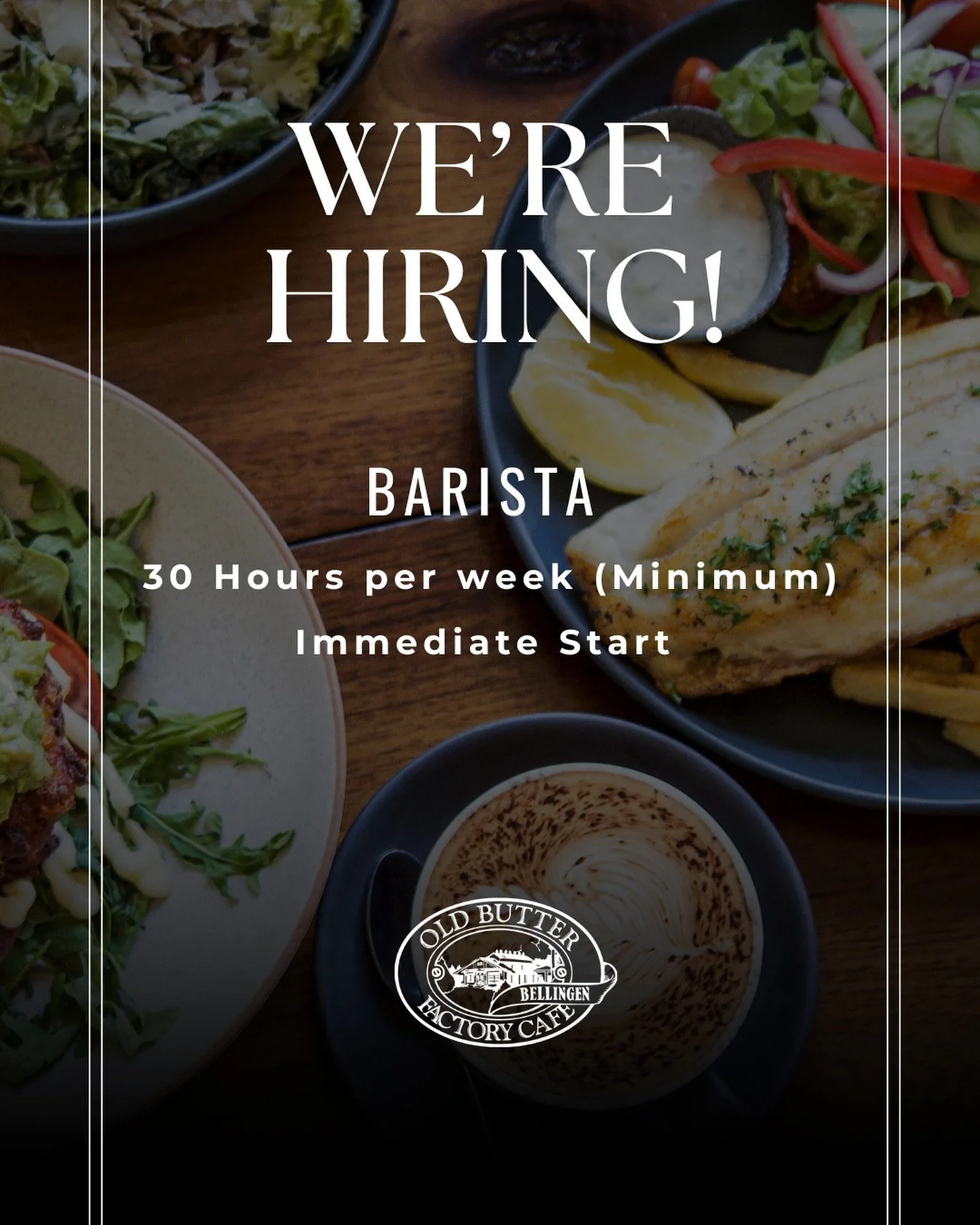 We&rsquo;re hiring!

The Old Butter Factory Caf&eacute; is on the lookout for a barista to join our crew. If you love good coffee, good vibes and a roster that doesn&rsquo;t start at 5am or finish in the dark - we&rsquo;d love to meet you.

What we&r