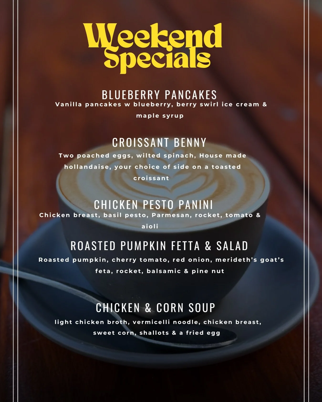 Weekend specials are on the board ☀️

#bellingeneats #oldbutterfactorycafe