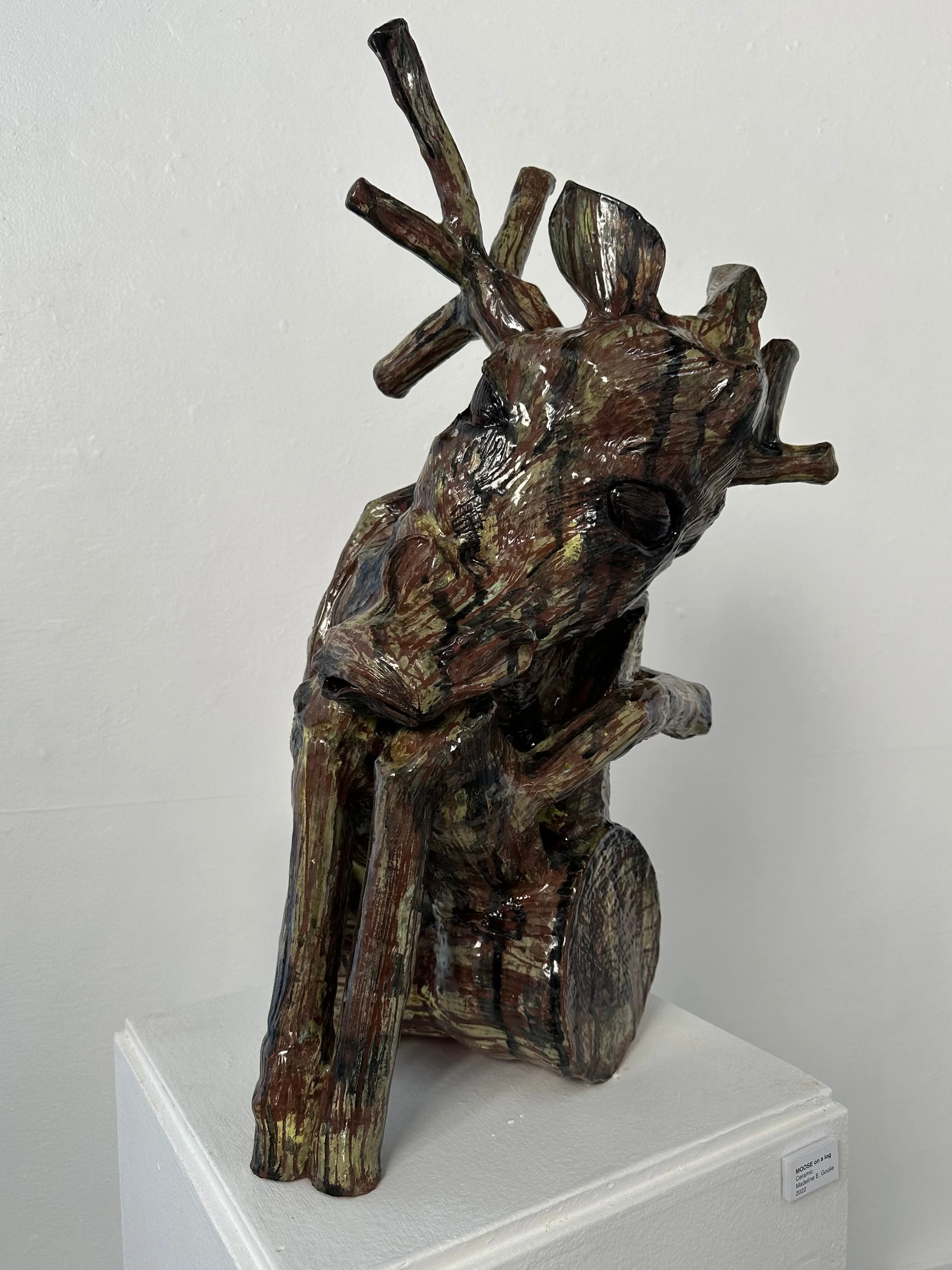 MOOSE on a log 
H: 27" 2022