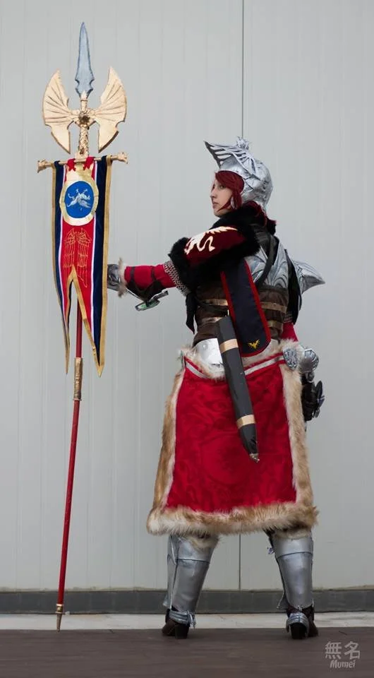 Hilde - Soul Calibur V
(2016)

Constructed from EVA foam, thermoplastic, chain maille, fabric, wood, leather. Details on half-skirt screenprinted using HTV flock, embroidery done by hand.

Photo: Mumei