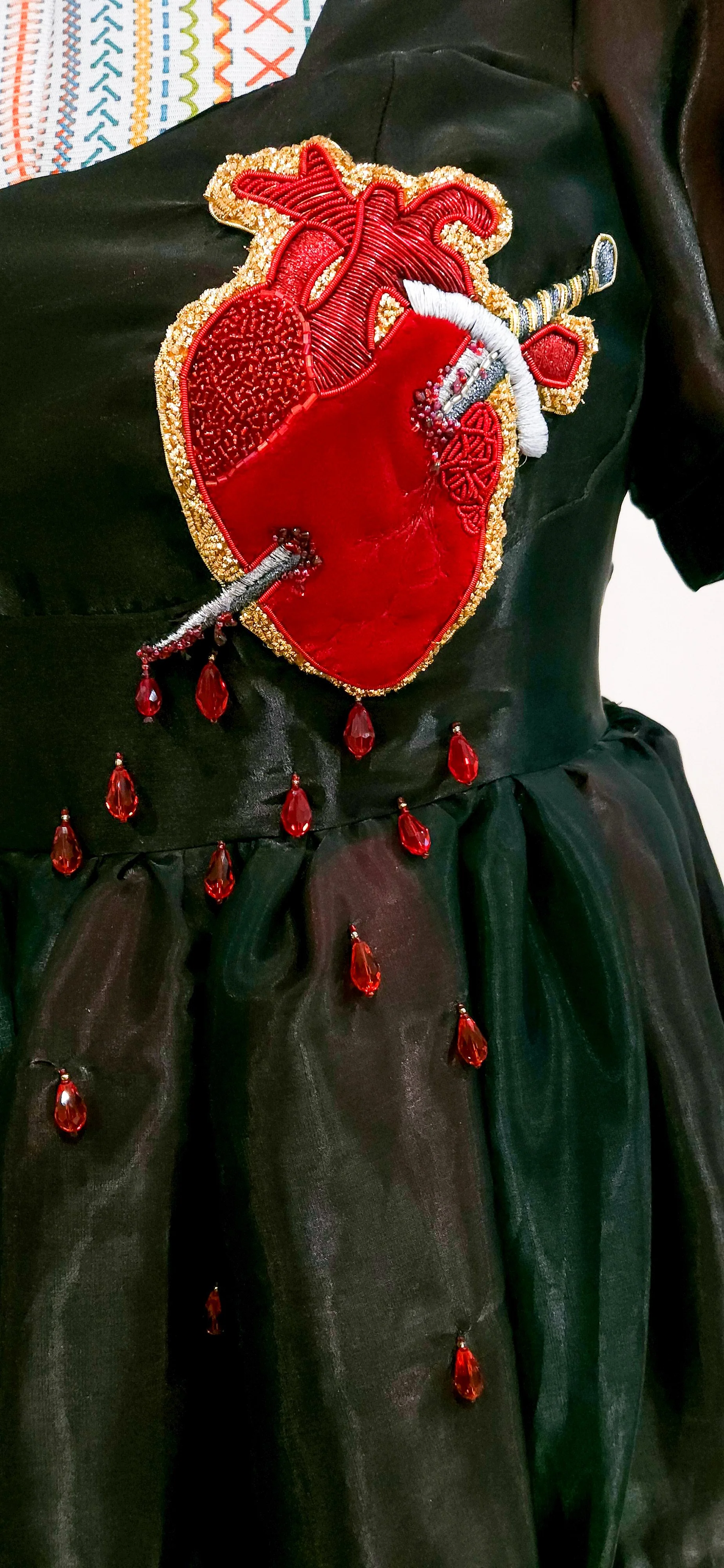 "Graceless Heart" dress, 2023. Layered organza with goldwork embroidery and beaded details.