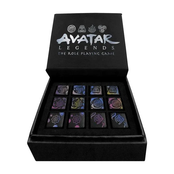 "Avatar: Legends" deluxe D6 dice set, Mechanist and Martial dice. Created for Magpie Games, with Level Up Dice.