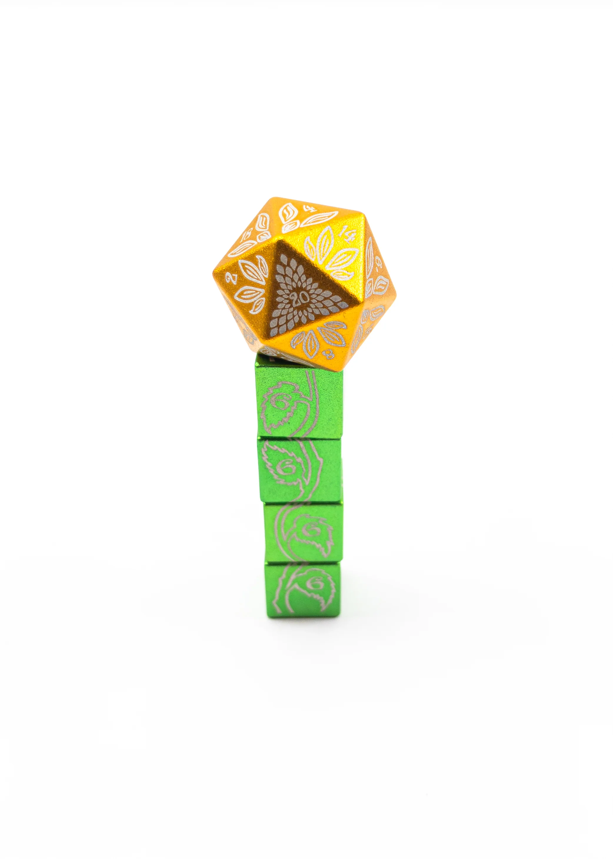 Sunflower D20 dice stackable. Created for Level Up Dice.