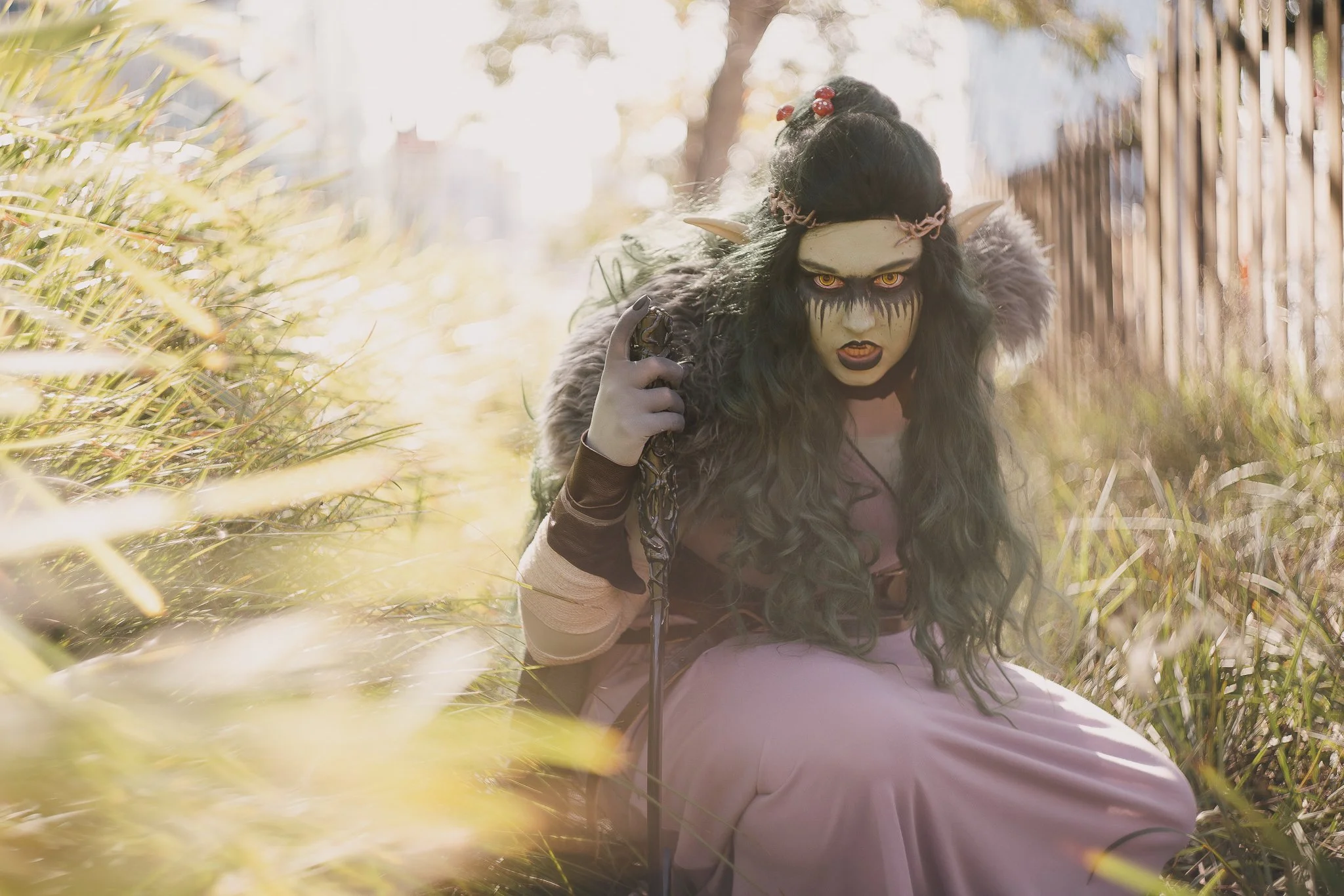 Ffion - Original Character
(2022)

Constructed with thermoplastic, fabric, leather, sheepskin, nylon. Armsocks and wig hand-dyed.

Photo: Sean Fernandez