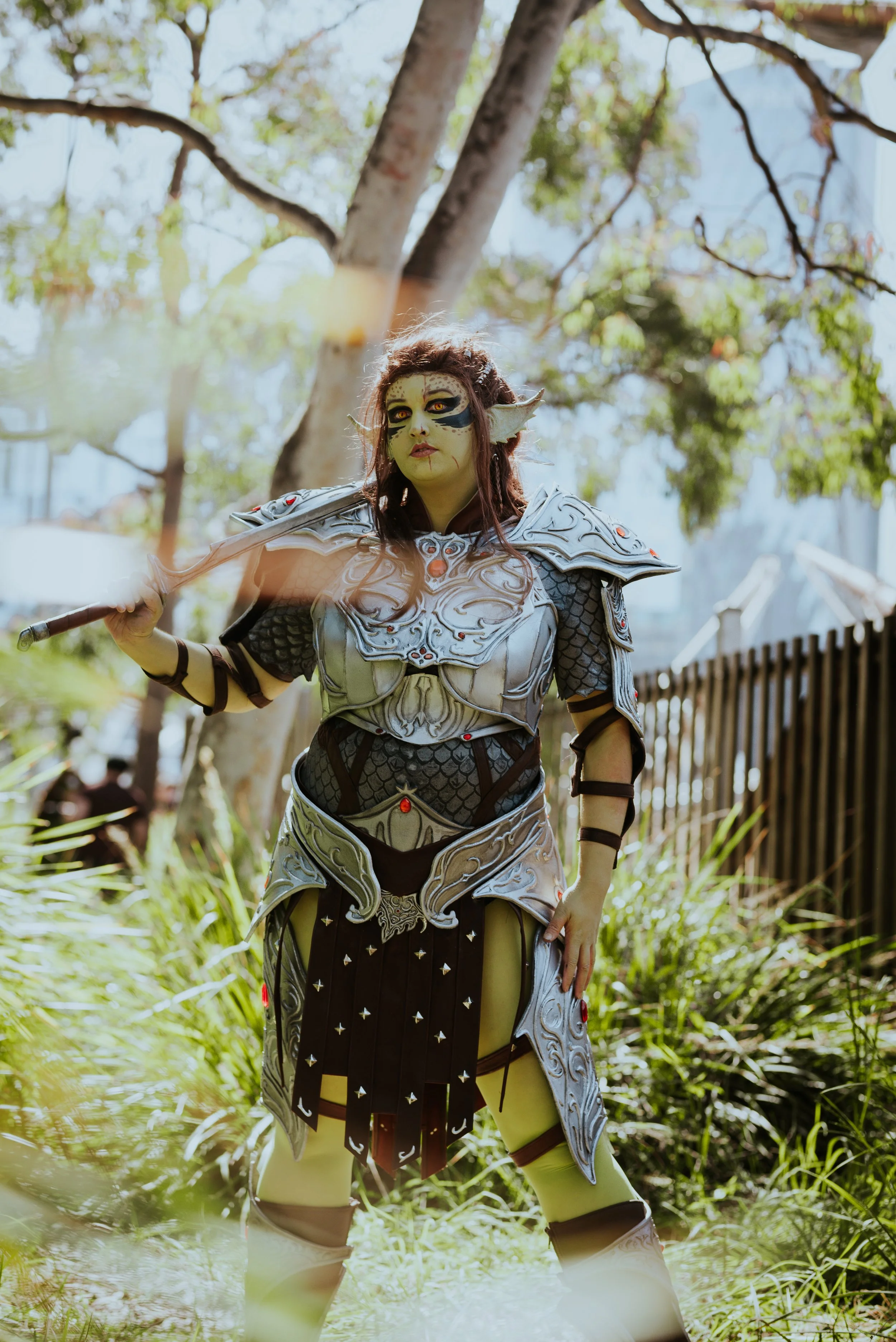 Lae'zel - Baldur's Gate 3
(2024)

Constructed with EVA foam, leather, resin, mask latex, wood, hand-screenprinted fabric. All patterns drafted by hand, latex ears hand sculpted and cast. 

Photo: Valiant Shoot (IG)
