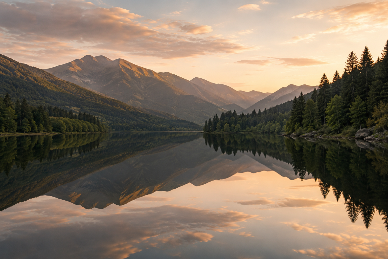 Mountains reflecting off lake