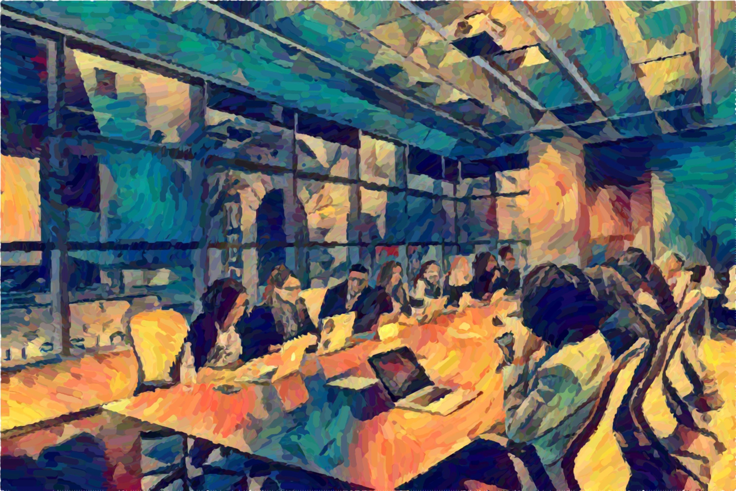 A diverse group of professionals in a business meeting