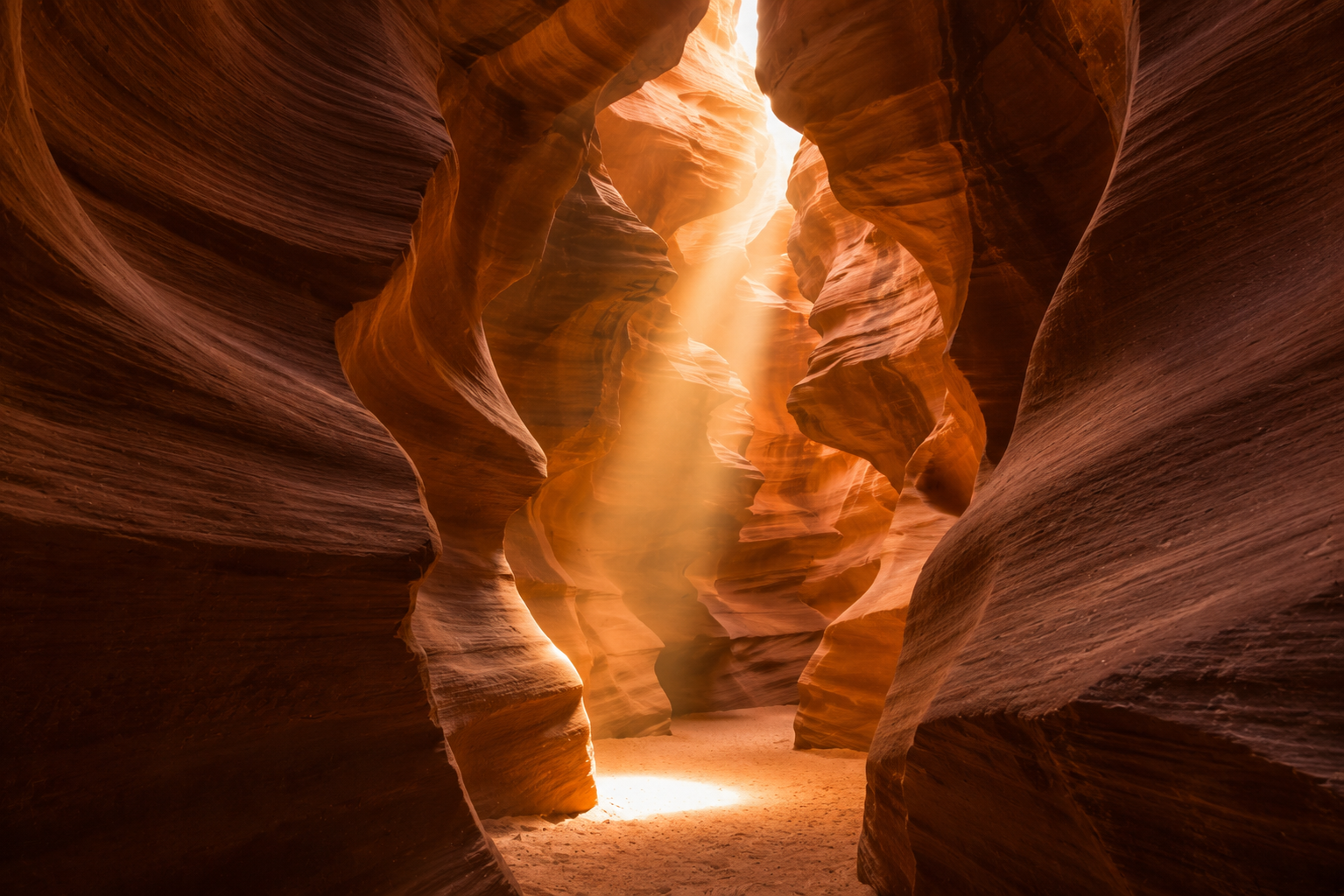 Slip canyon with light shining inside
