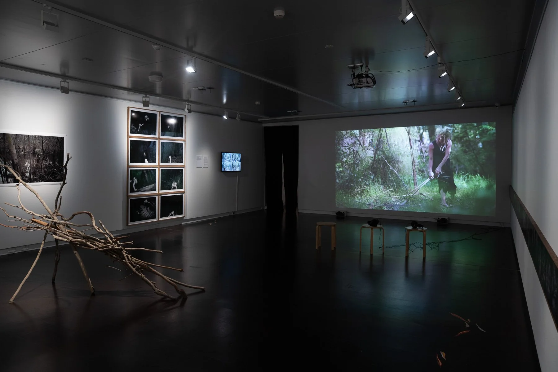 The dance is already underway, Gretel Taylor & Laki Sideris
Durational performance for video, on monitor and projection.
This experiment involved dancer Gretel Taylor undertaking a 12-hour inhabitation in Sherbrooke Forest, Corhanwarrabul, on Wurund